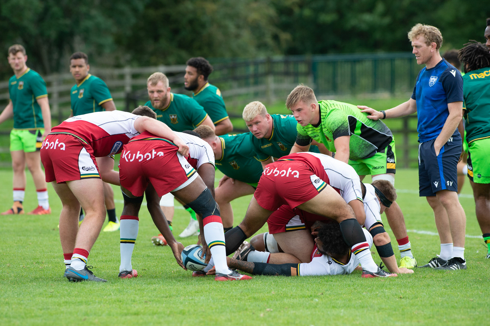 Forwards   in training at the Northampton Saints training session at Franklin's Gardens