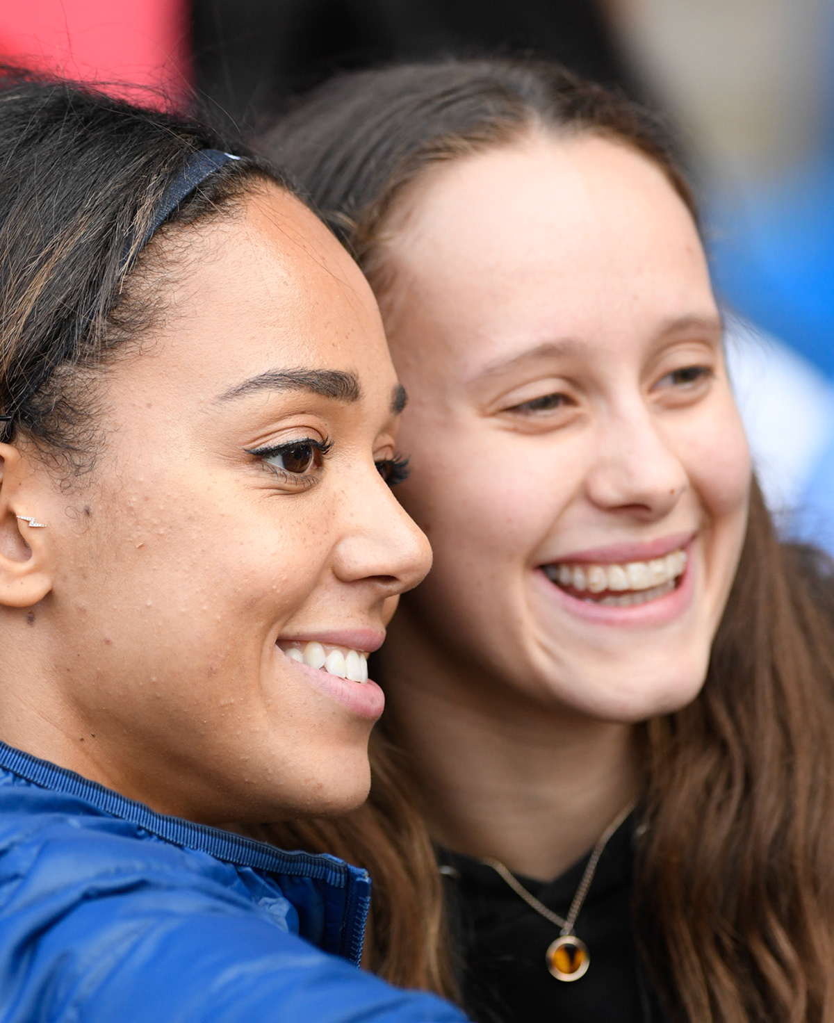 Birmingham, UK. 18 August 2019. Katerina Johnson with fans at  the Muller Grand Prix Birmingham - IAAF Diamond League  at the Alexander Stadium, Birmingham,  on 18 August 2019