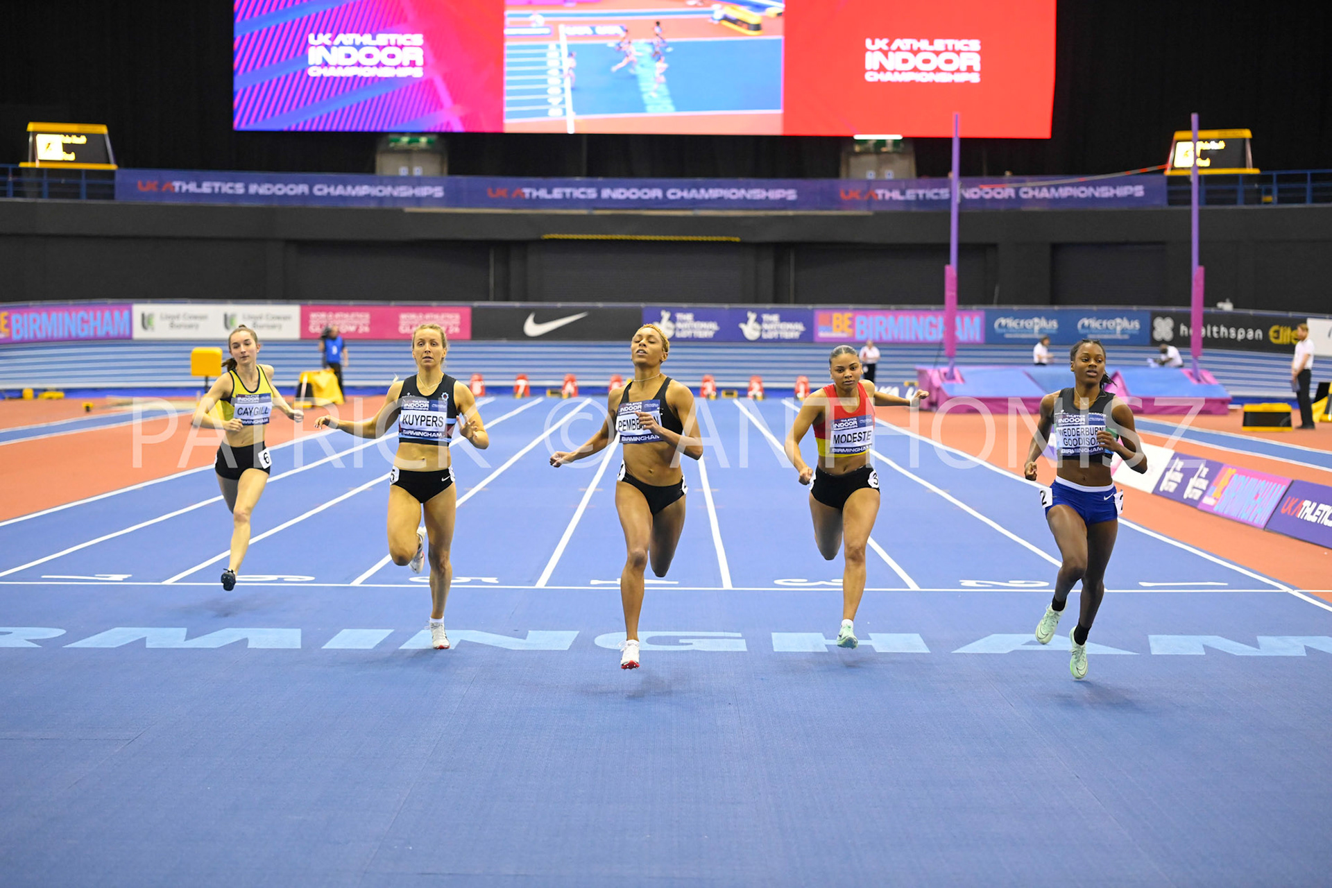 BIRMINGHAM, ENGLAND - FEBRUARY 18: Cassie-Ann Pemberton during the Heats day 1 of the UK Athletics Indoor Championships at the Utilita Arena, Birmingham , England