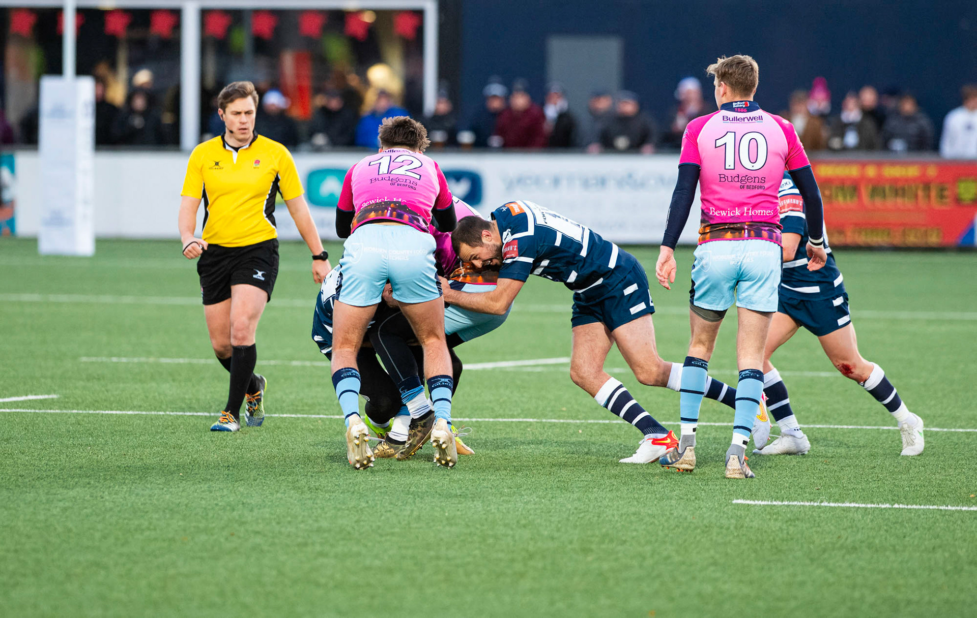 BUTTS PARK ARENA Coventry ,England 4th of December  2021 :  Greene King IPA Championship  match between Coventry Rugby Vs  Bedford Blues Rugby at Butts Park Arena Coventry UK .Final score: Coventry Rugby   :   Bedford Blues Rugby .
