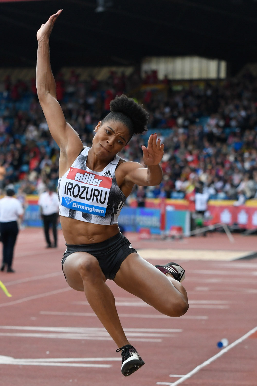 Birmingham. UK.. 18 August 2019. Abigail Irozuru (GBR) in  action in the womens long jump at the   Muller Grand Prix. IAAF Diamond League athletics. Alexander stadium. Birmingham