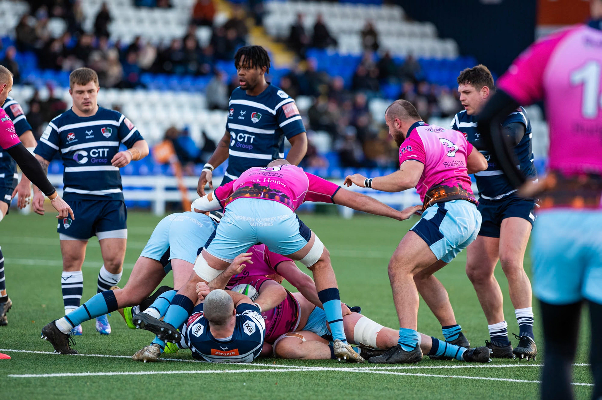 BUTTS PARK ARENA Coventry ,England 4th of December  2021 :  Greene King IPA Championship  match between Coventry Rugby Vs  Bedford Blues Rugby at Butts Park Arena Coventry UK .Final score: Coventry Rugby   :   Bedford Blues Rugby .
