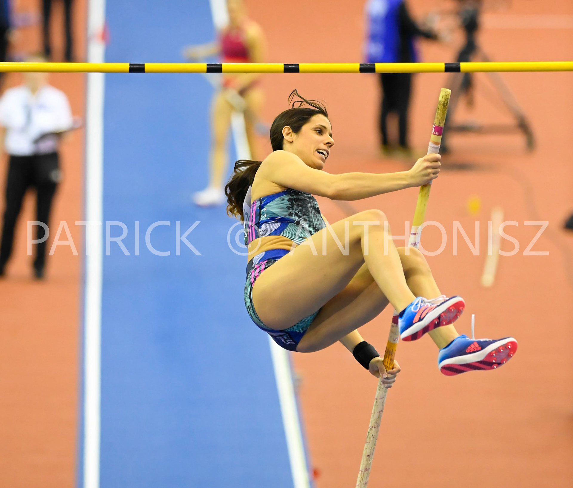 Birmingham, UK, 25 February 2023:STEFANIDI Aikaterini GRE competes in the  Women's Pole Vault  at 4.51m in Birmingham World Indoor Gold Tour Final  Utilita Arena, Birmingham on the 25 February , England