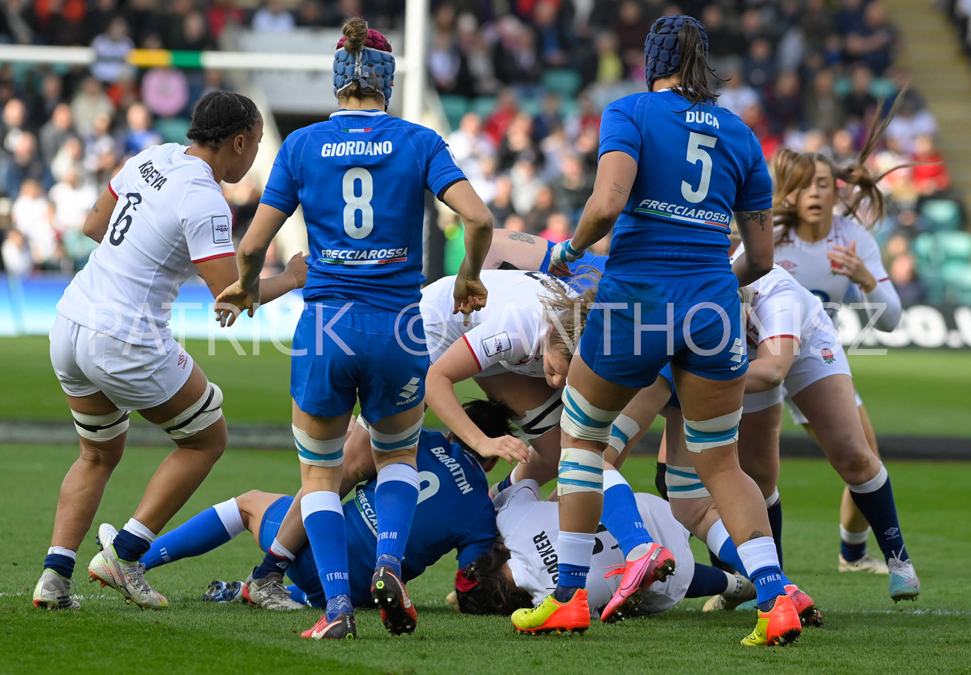 NORTHAMPTON, ENGLAND : Match action during the  TikTok Women’s Six Nations  England Vs Italy at Franklin's Gardens on Sunday  April 2 , 2023 in Northampton, England.