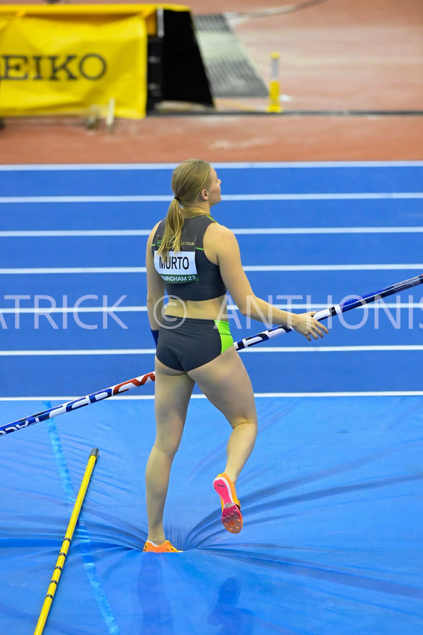 Birmingham, UK, 25 February 2023: MURTO Wilma FIN Women's Pole Vault seen at Birmingham World Indoor Gold Tour Final  Utilita Arena, Birmingham on the 25 February , England