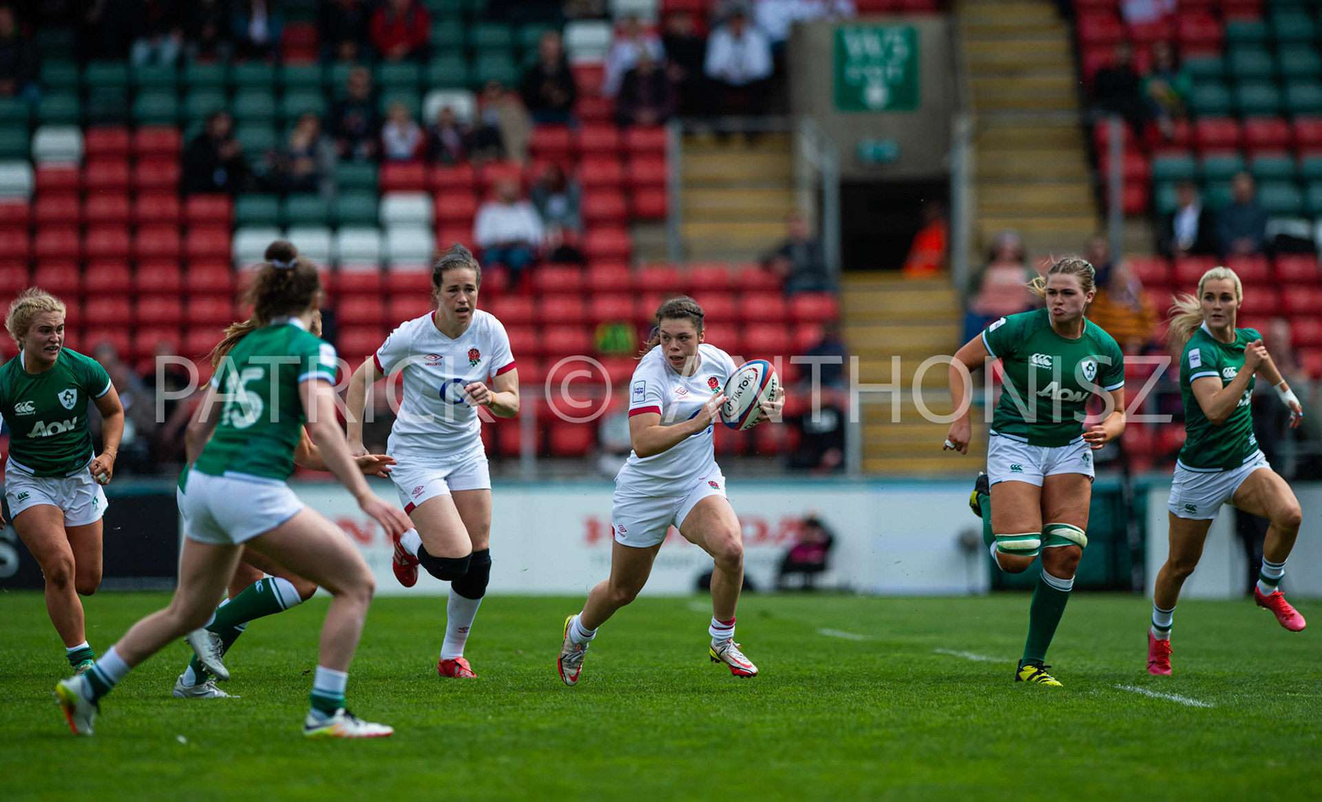 24th - April  2022 : Helena Rowland England in action during the England Vs Ireland round 4    TikTok Women's Six Nations at  Mattioli  Woods Welford Road.