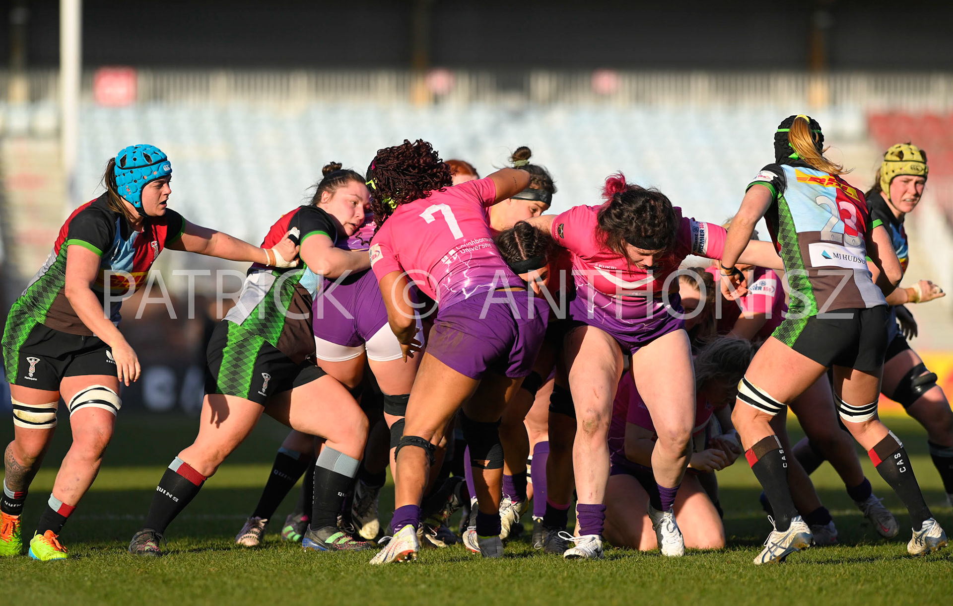 Twickenham, stoop ENGLAND : Match action  during the Women's Allianz Premiership 15's match between Harlequins Vs Loughborough Lightning Twickenham Stoop Stadium England 5–02-2023