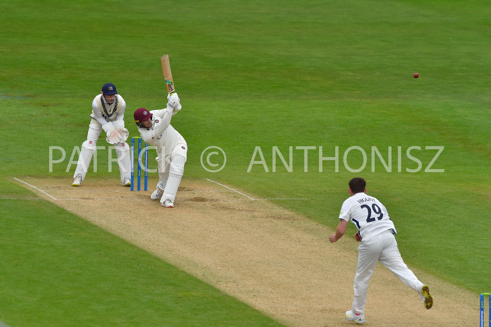 NORTHAMPTON, ENGLAND - April 15 2023 : Day 3 of the LV= Insurance County Championship match between Northamptonshire and   Sat  April  15 at The County Ground  in Northampton, England.