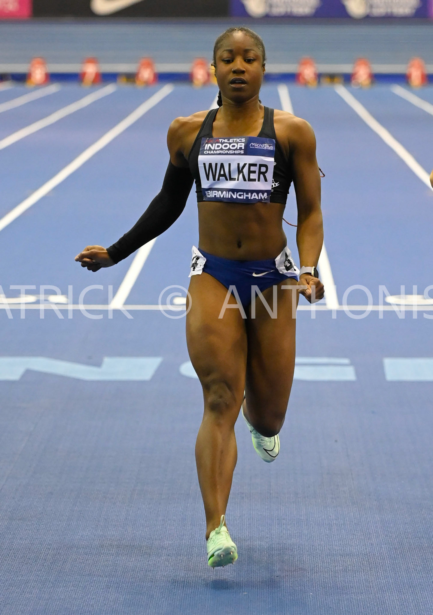 BIRMINGHAM, ENGLAND - FEBRUARY 18: Diani Warker during day 1 Heats of the UK Athletics Indoor Championships at the Utilita Arena, Birmingham , England