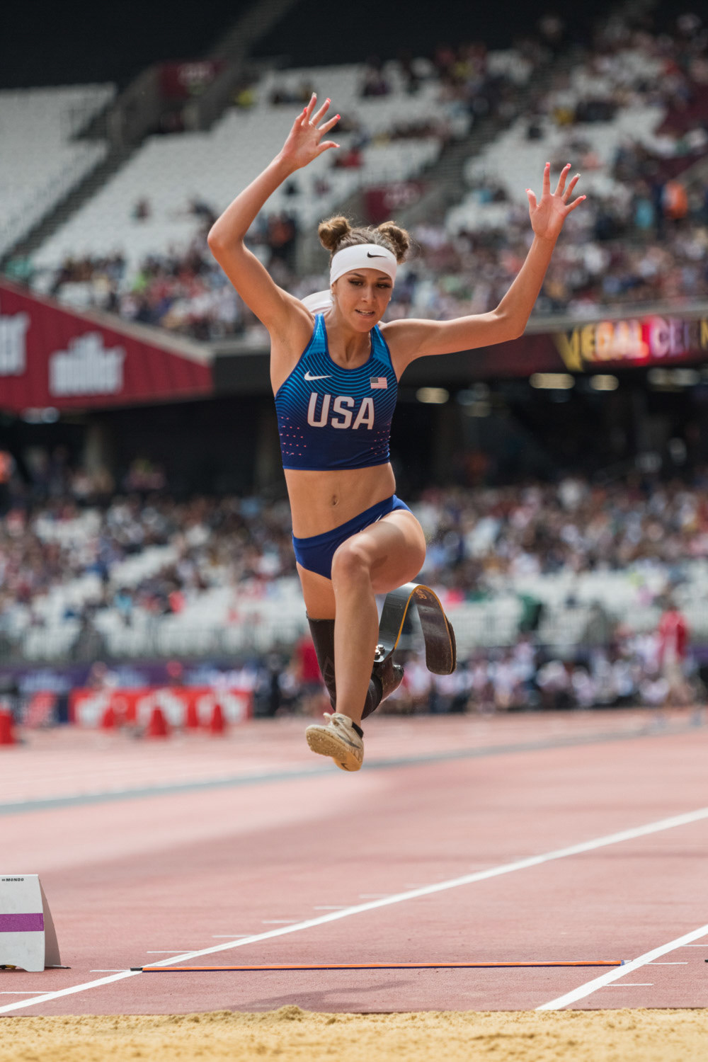 LONDON, ENGLAND - JULY 21: Beatriz Hatz of USA  in the Women's Long Jump T44-64  Day Two  at the Muller Anniversary Games IAAF Diamond League  Olympic Stadium on July 21, 2019 in London, England