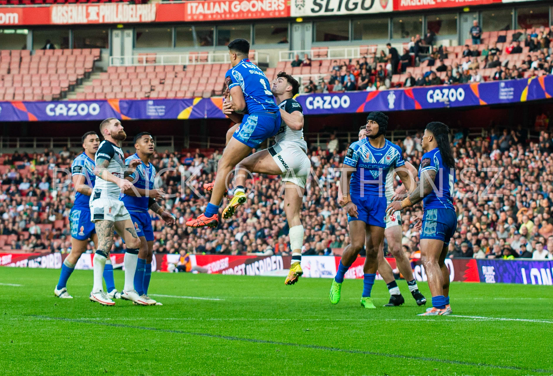 London  ENGLAND - NOVEMBER 12. Joseph Suaali'i of Samoa  in action during  the  Semi Final between England and Samoa at the Emirates Stadium on November 12 - 2022 in London, England.