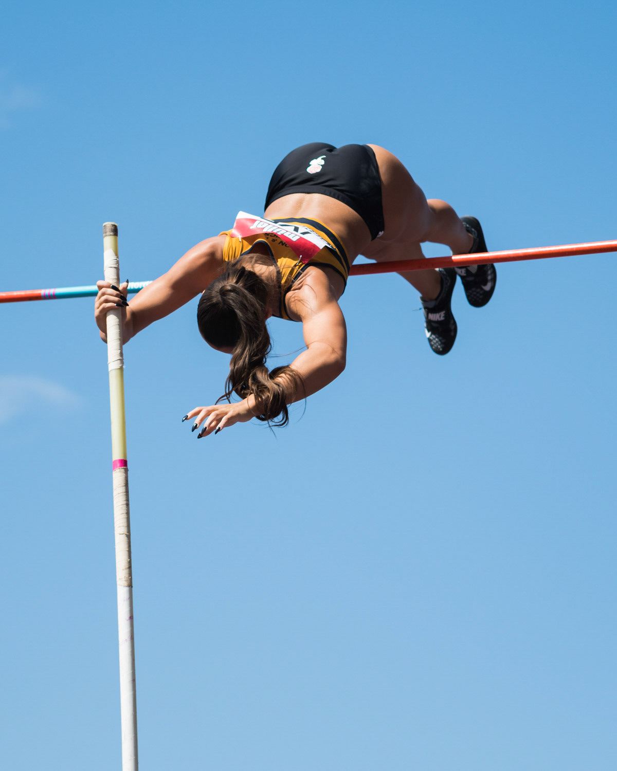 Birmingham, UK. 25th August, 2019. Jade IVE of  SUTTON  & DISTRICT  in action during  the  womens  Pole Vault at  the Muller British Athletics Championships  Alexander Stadium, birmingham, England