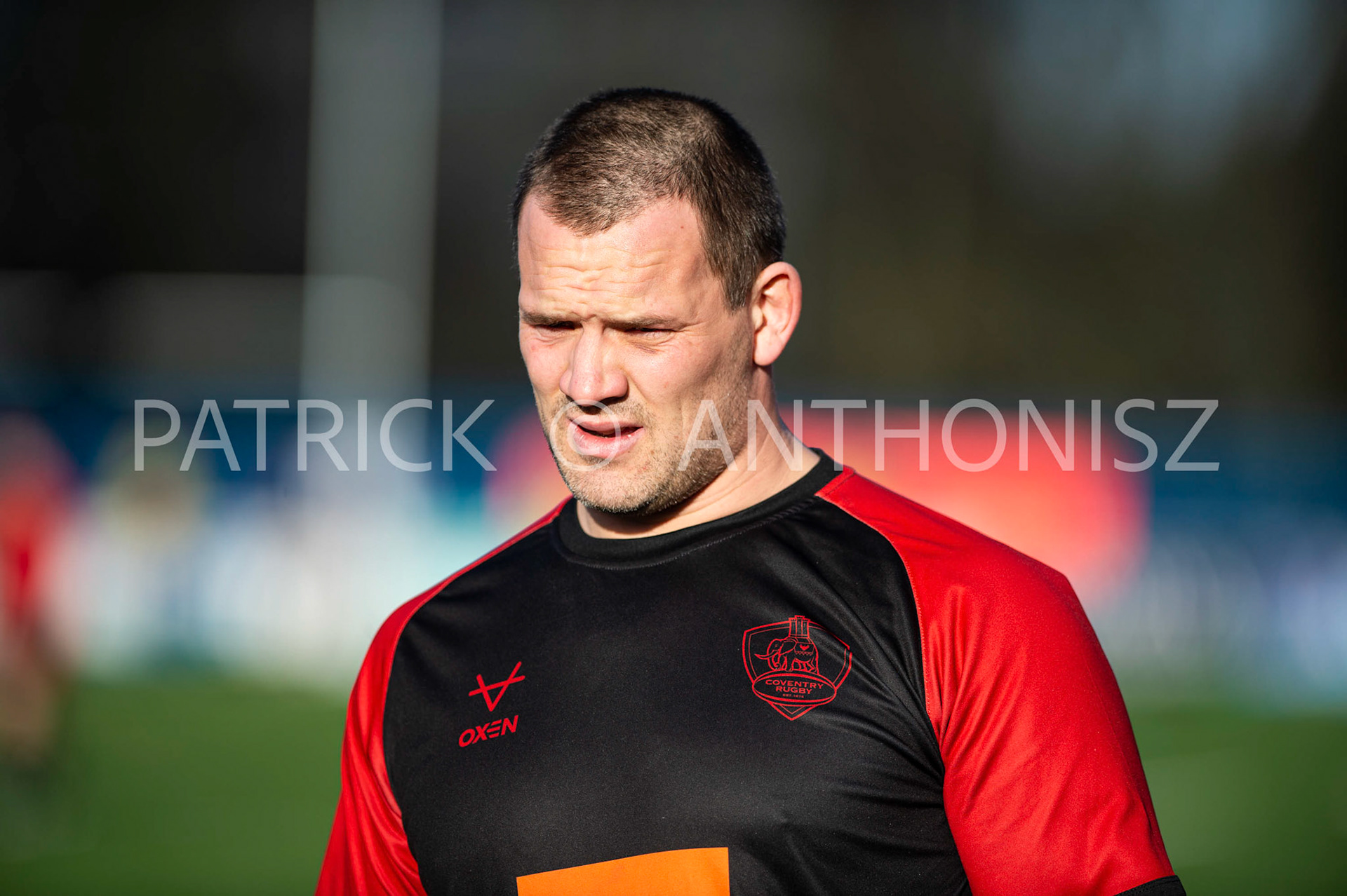 BUTTS PARK ARENA Coventry ,England 29th of January 2022 :  RYAN BURROWS (C) of coventry is seen during the  warm up prior to the Greene King IPA Championship  match  between Coventry Rugby Vs Cornish Pirates  at Butts Park Arena Coventry UK .Final score: Coventry Rugby  21:  31Cornish Pirates