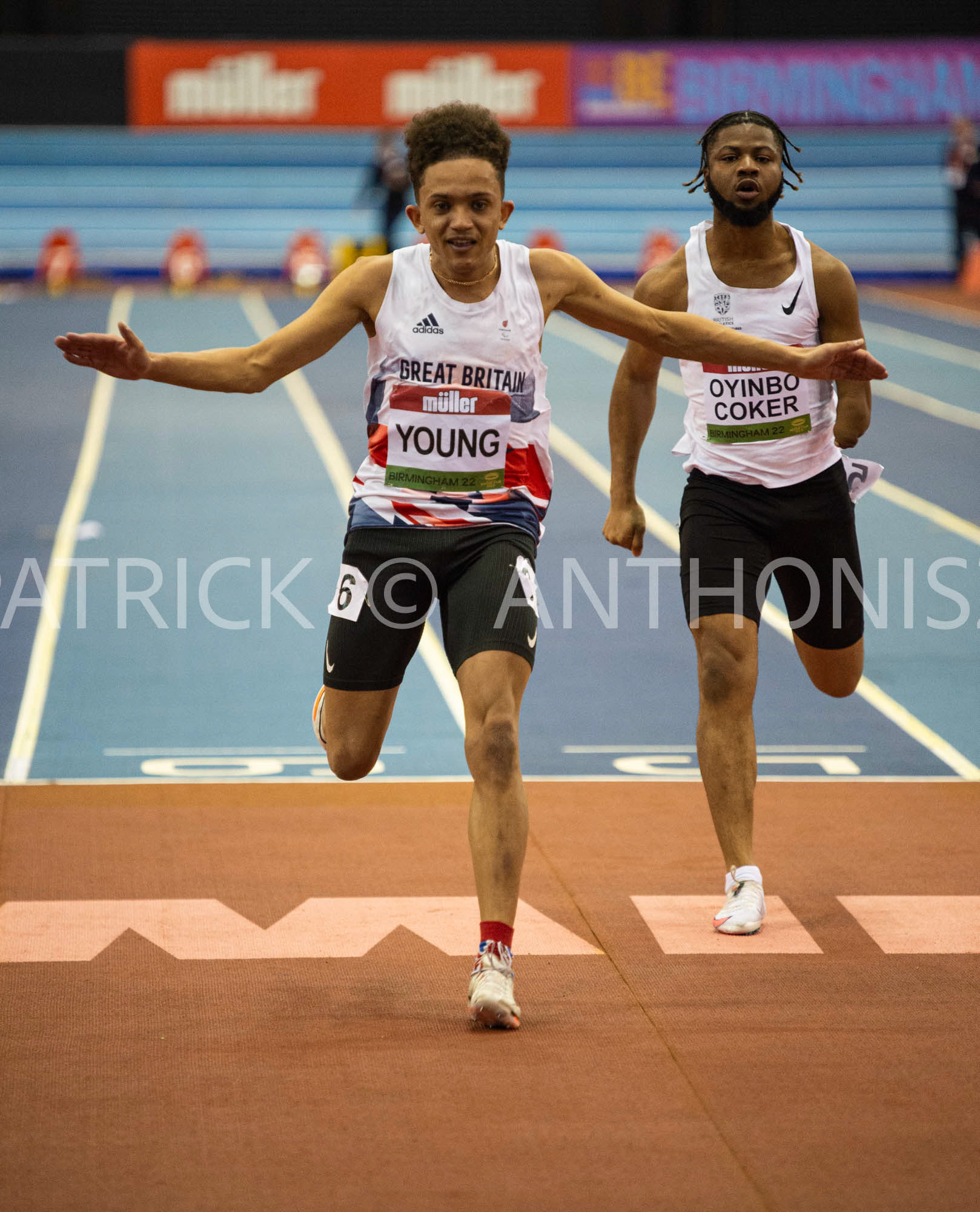 Saturday 19 February : THOMAS YOUNG GBR in the 60 Metres Mens Para Müller Indoor Grand Prix Birmingham  at the Utilita Arena Birmingham
