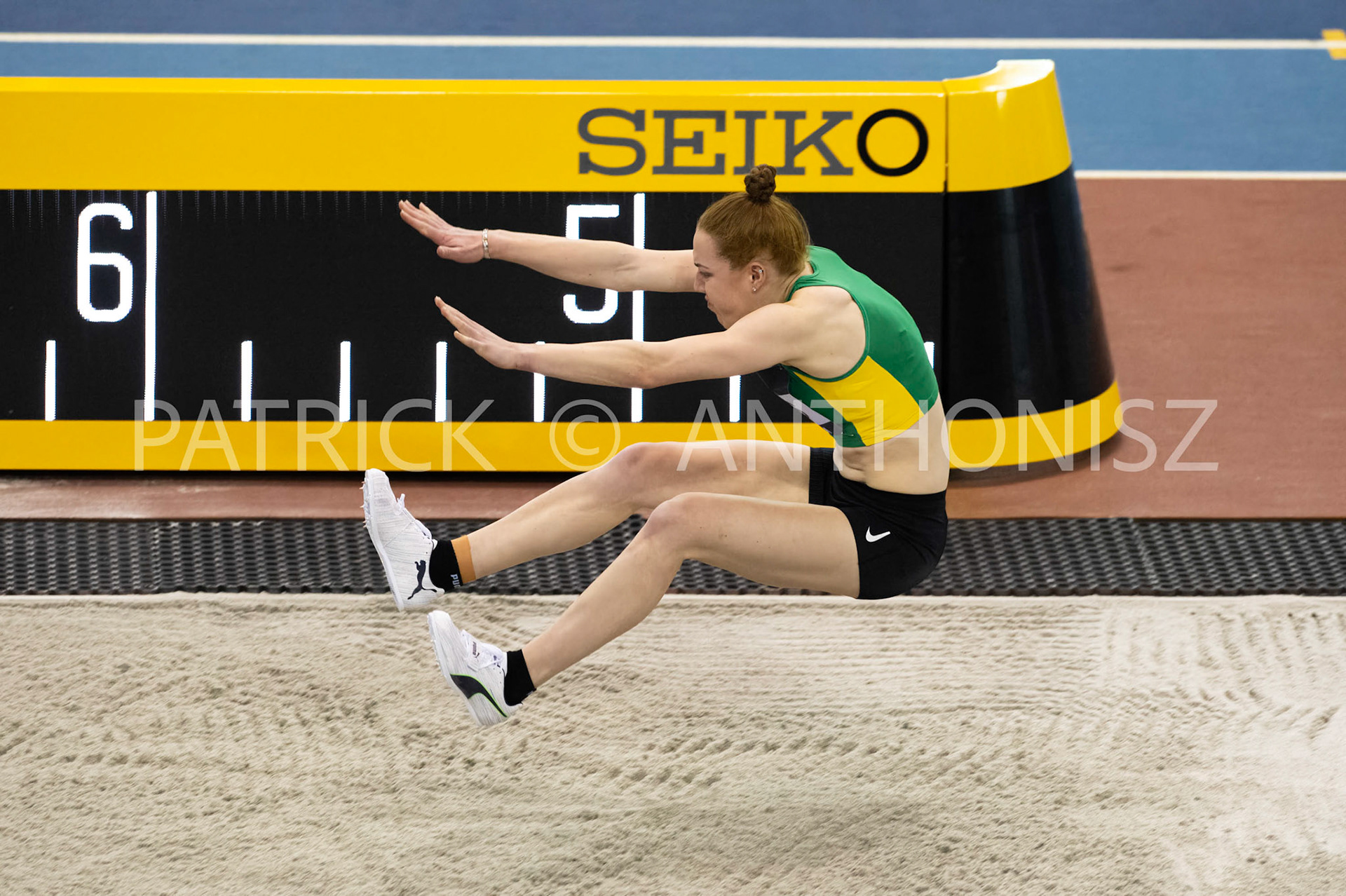 Saturday 27 February 2022 :  Charlotte Jones of Charnwood A C seen in the Womens Long Jump Finals at the UK Athletics Indoor Championships and World Trials  Birmingham at the Utilita Arena Birmingham Day 2