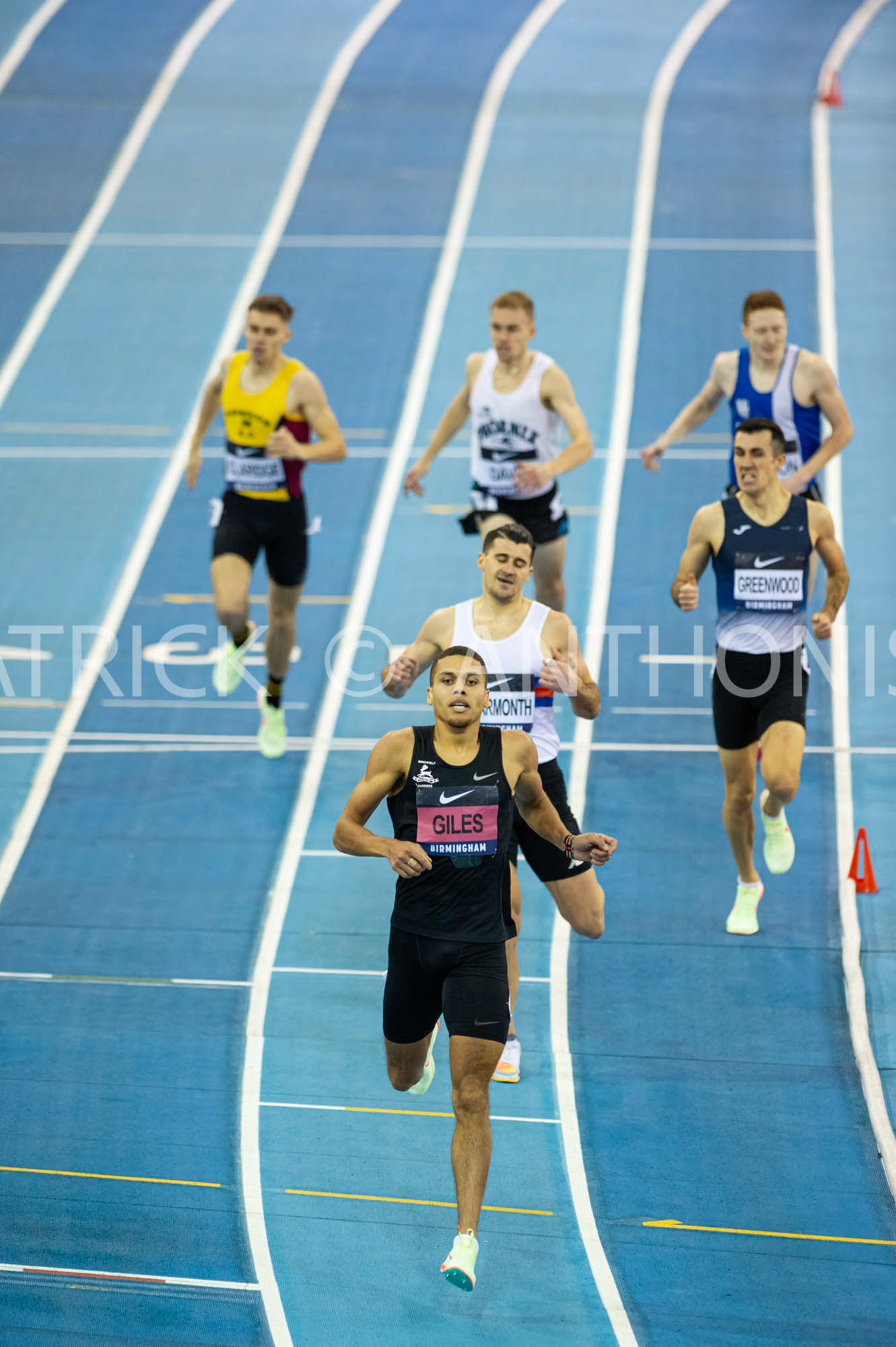 Saturday 27 February 2022:  Elliot Giles  Winner -  1:47.99 - 2nd place - Guy Learmonth - 1:48.58 3rd place - Ben Greenwood - 1:49.13  in the 800 Meters race at the UK Athletics Indoor Championships and World Trials  Birmingham at the Utilita Arena Birmingham Day 2