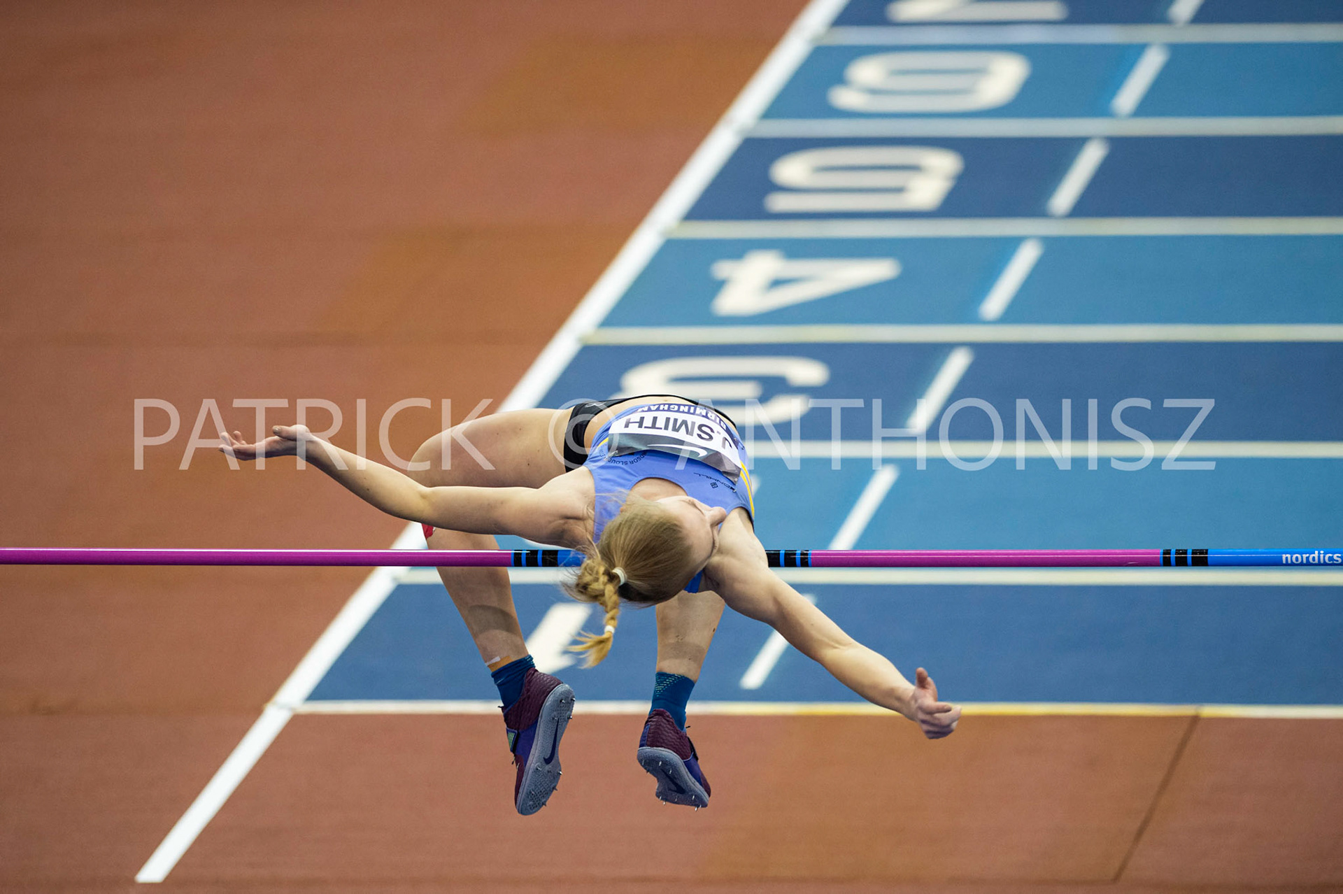 Saturday 27 February  2022: JodIe  Smith  in the Womens High Jump Pentathion at the UK Athletics Indoor Championships and World Trials  Birmingham at the Utilita Arena Birmingham Day 2