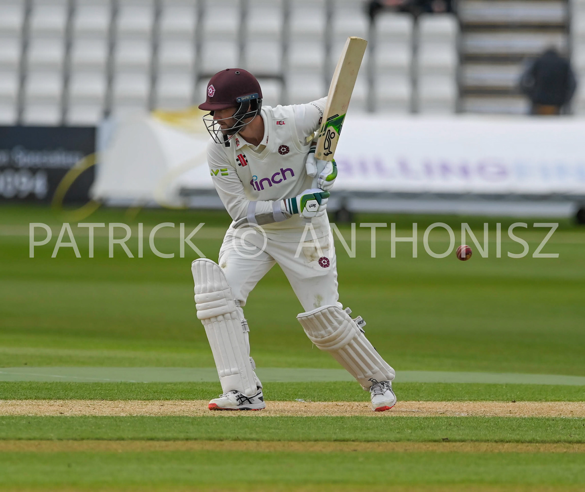 NORTHAMPTON, ENGLAND - April 13:Sam Whiteman of Northampton in action during  Day One of the LV= Insurance County Championship match between Northamptonshire and  Middlesex Thu 13 April  at The County Ground  in Northampton, England.