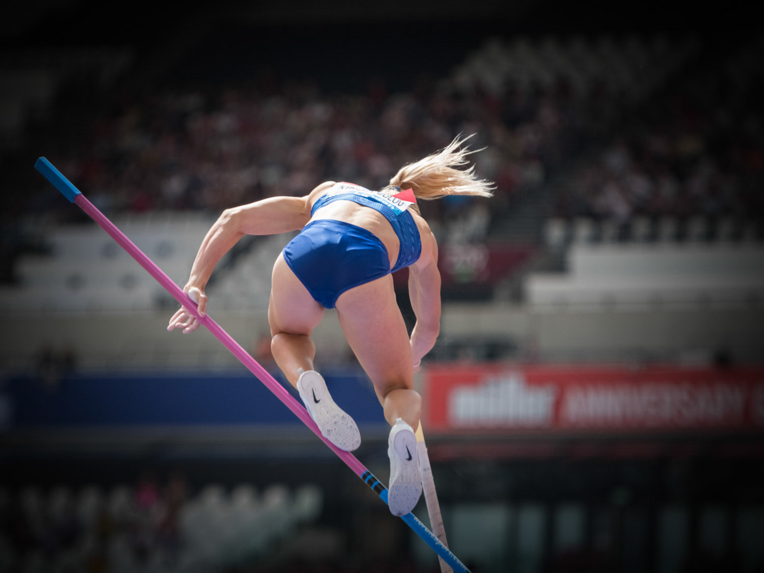 LONDON, ENGLAND - JULY 20: Nikoleta Kiriakopoulou of Greece  in action during the Women's Pole Vault  Day One  the Muller Anniversary Games IAAF Diamond League  at the London Stadium on July 20, 2019 London, England