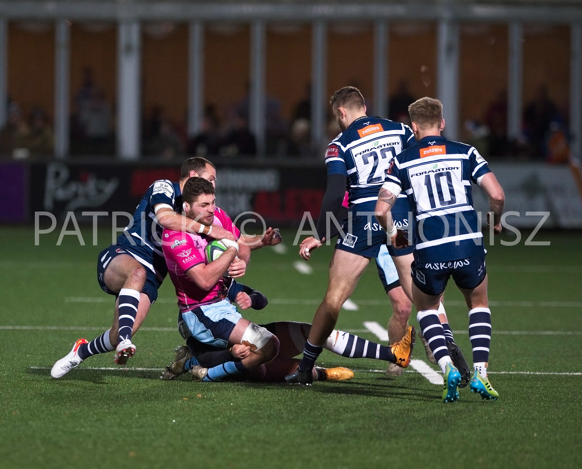 BUTTS PARK ARENA Coventry ,England 4th of December  2021 :  Greene King IPA Championship  match between Coventry Rugby Vs  Bedford Blues Rugby at Butts Park Arena Coventry UK .Final score: Coventry Rugby   :   Bedford Blues Rugby .