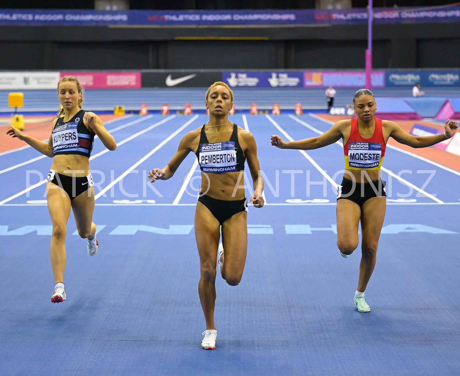 BIRMINGHAM, ENGLAND - FEBRUARY 18: Cassie-Ann Pemberton during the Heats day 1 of the UK Athletics Indoor Championships at the Utilita Arena, Birmingham , England