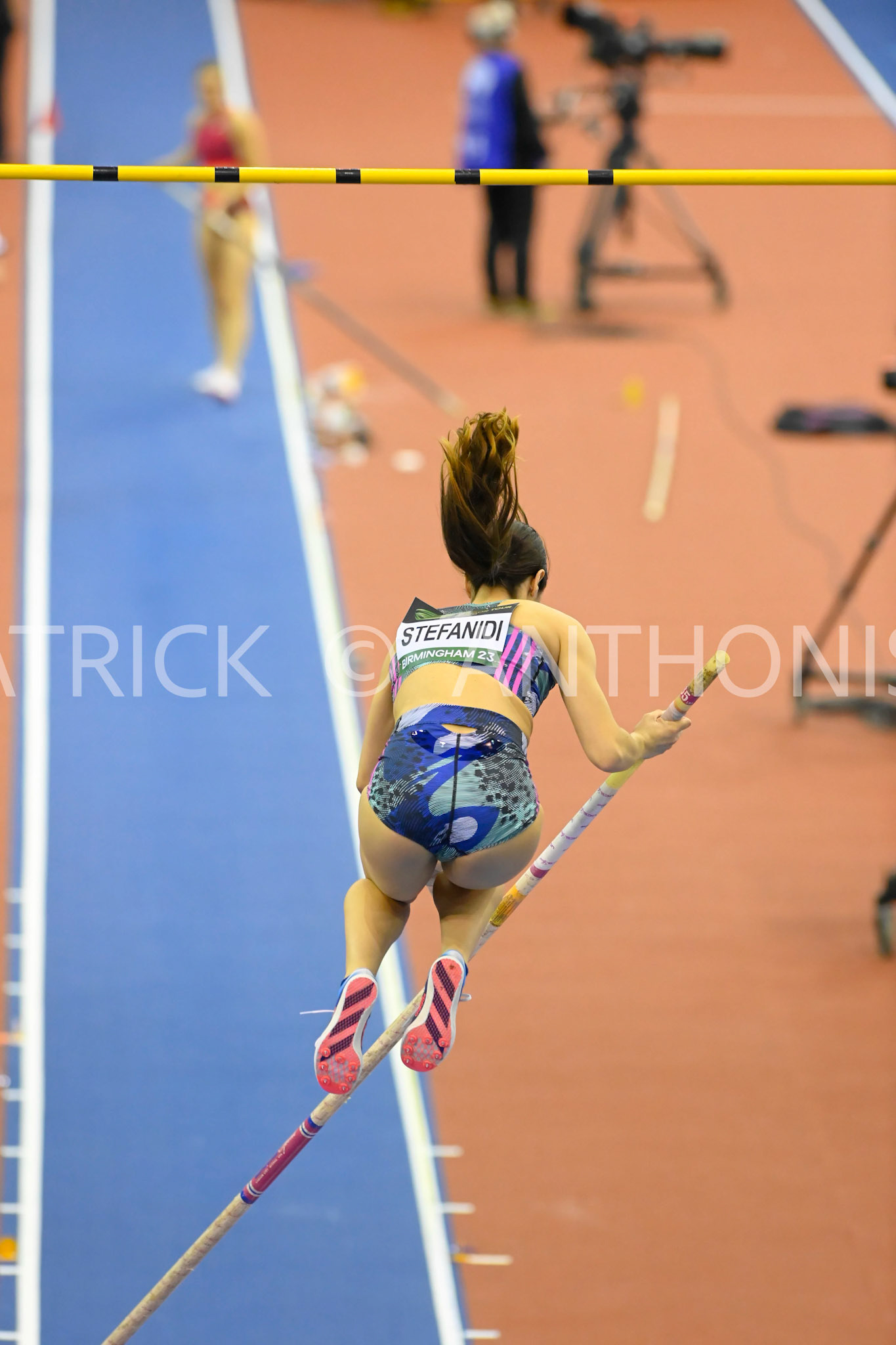Birmingham, UK, 25 February 2023:STEFANIDI Aikaterini GRE competes in the  Women's Pole Vault  at 4.51m in Birmingham World Indoor Gold Tour Final  Utilita Arena, Birmingham on the 25 February , England