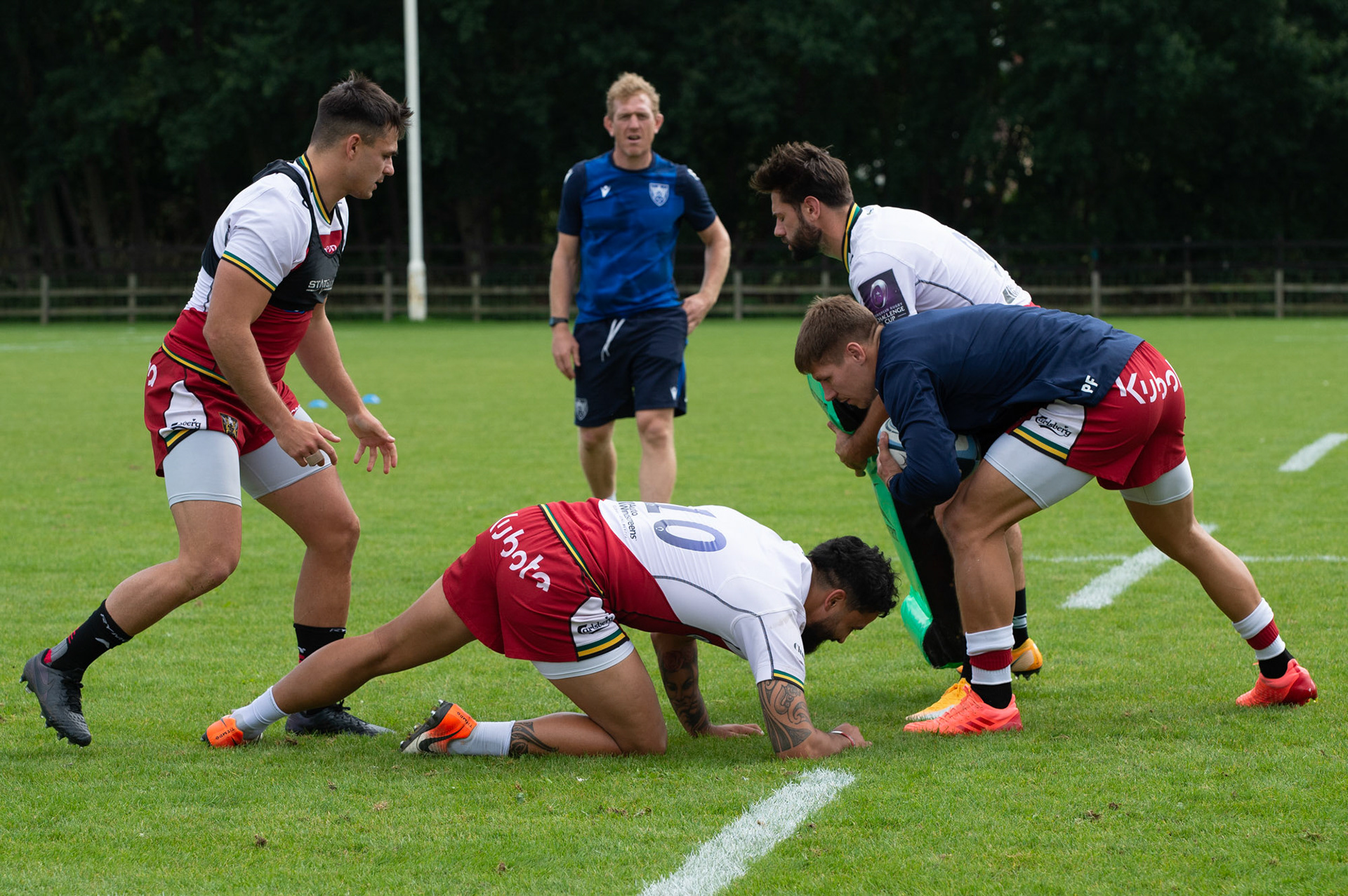 Forwards in training at the Northampton Saints training session at Franklin's Gardens