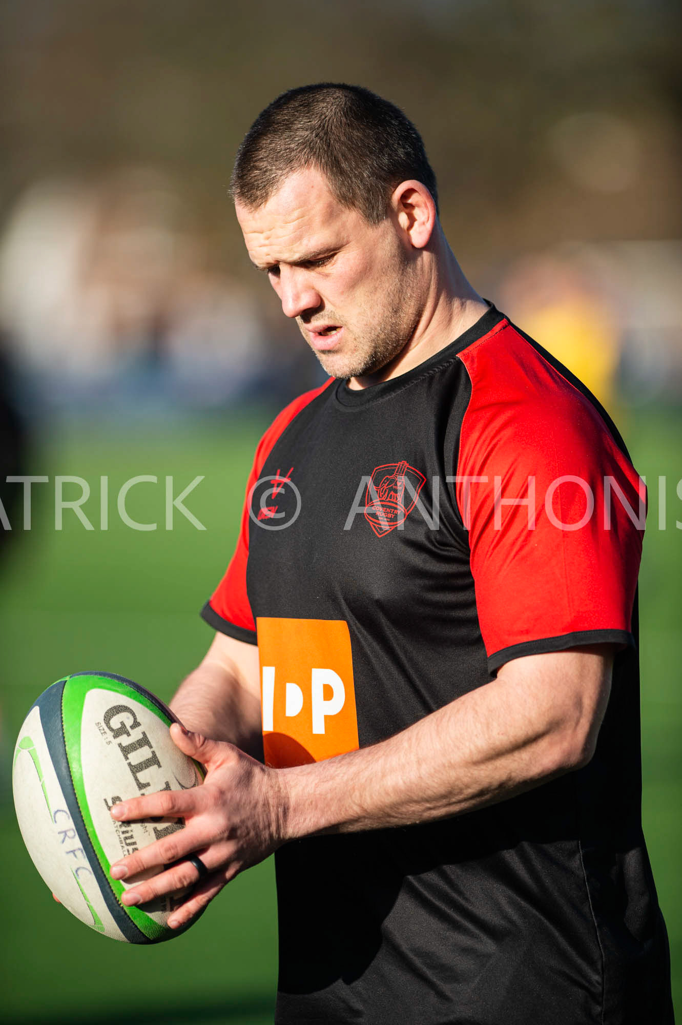 BUTTS PARK ARENA Coventry ,England 29th of January 2022 :  RYAN BURROWS (C) of coventry  is seen during the  warm up prior to the Greene King IPA Championship  match  between Coventry Rugby Vs Cornish Pirates  at Butts Park Arena Coventry UK .Final score: Coventry Rugby  21:  31Cornish Pirates