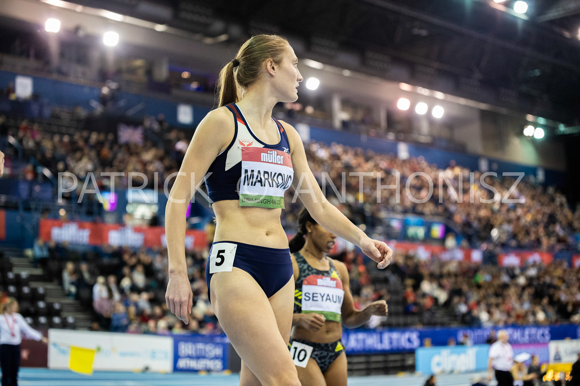 Saturday 19 February : AMY-ELOISE MARKOVC GBR is seen at the Müller Indoor Grand Prix Birmingham  at the Utilita Arena Birmingham