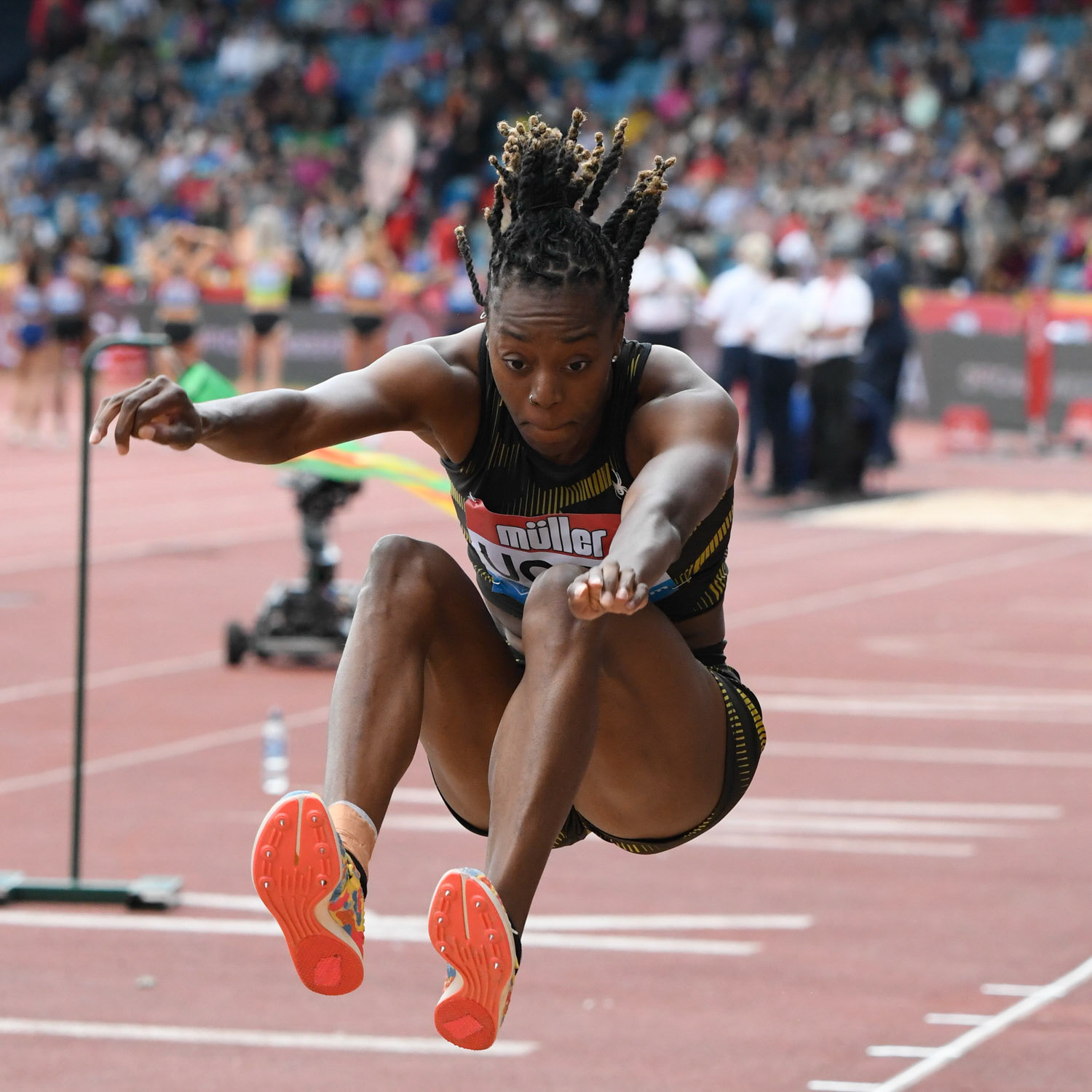Birmingham. UK.. 18 August 2019.Lorraine Ugen  (GBR) in  action in the womens  long jump at the Muller Grand Prix. IAAF Diamond League athletics. Alexander stadium. Birmingham