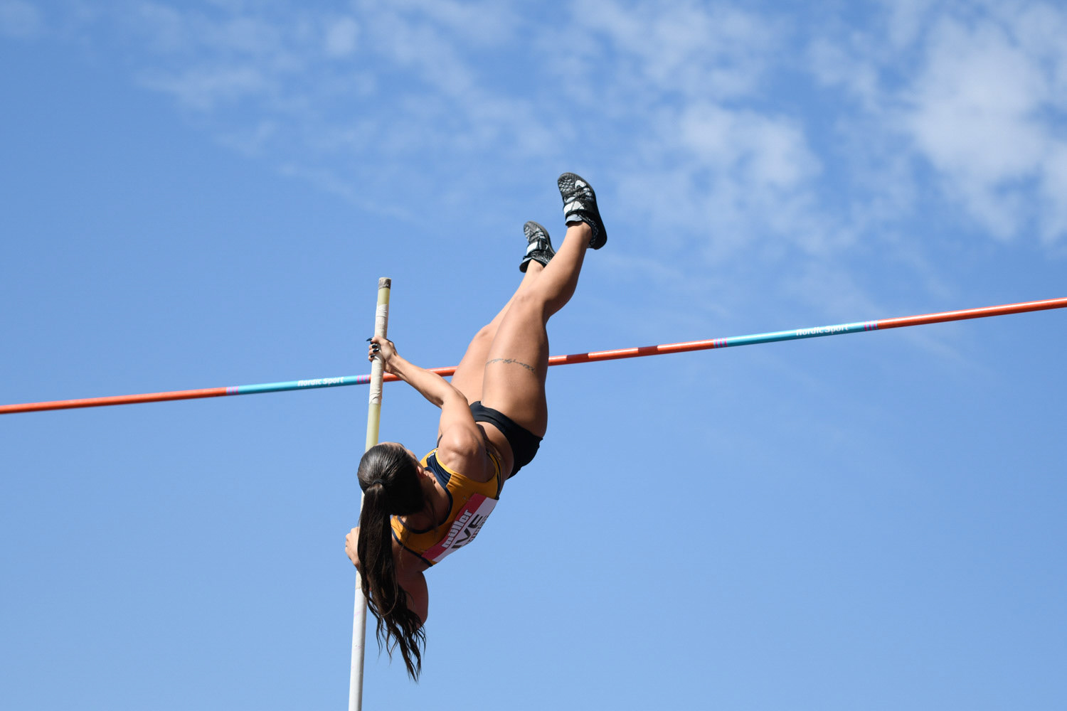 Birmingham, UK. 25th August, 2019. Jade IVE of  SUTTON  & DISTRICT  in action during  the  womens  Pole Vault at  the Muller British Athletics Championships  Alexander Stadium, birmingham, England