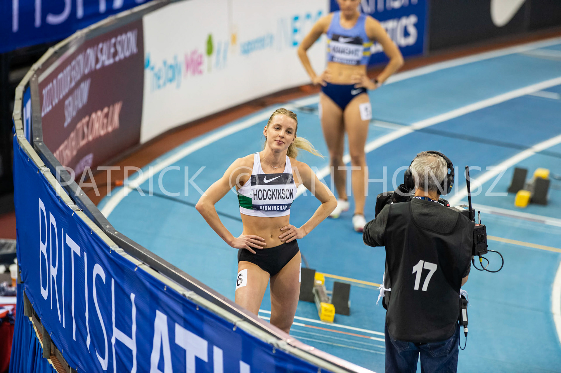 Saturday 27 February : Saturday 27 February :   Keely Hodgkinson just before  the 400 Meters race at the UK Athletics Indoor Championships and World Trials in Birmingham at the Utilita Arena Birmingham Day 2