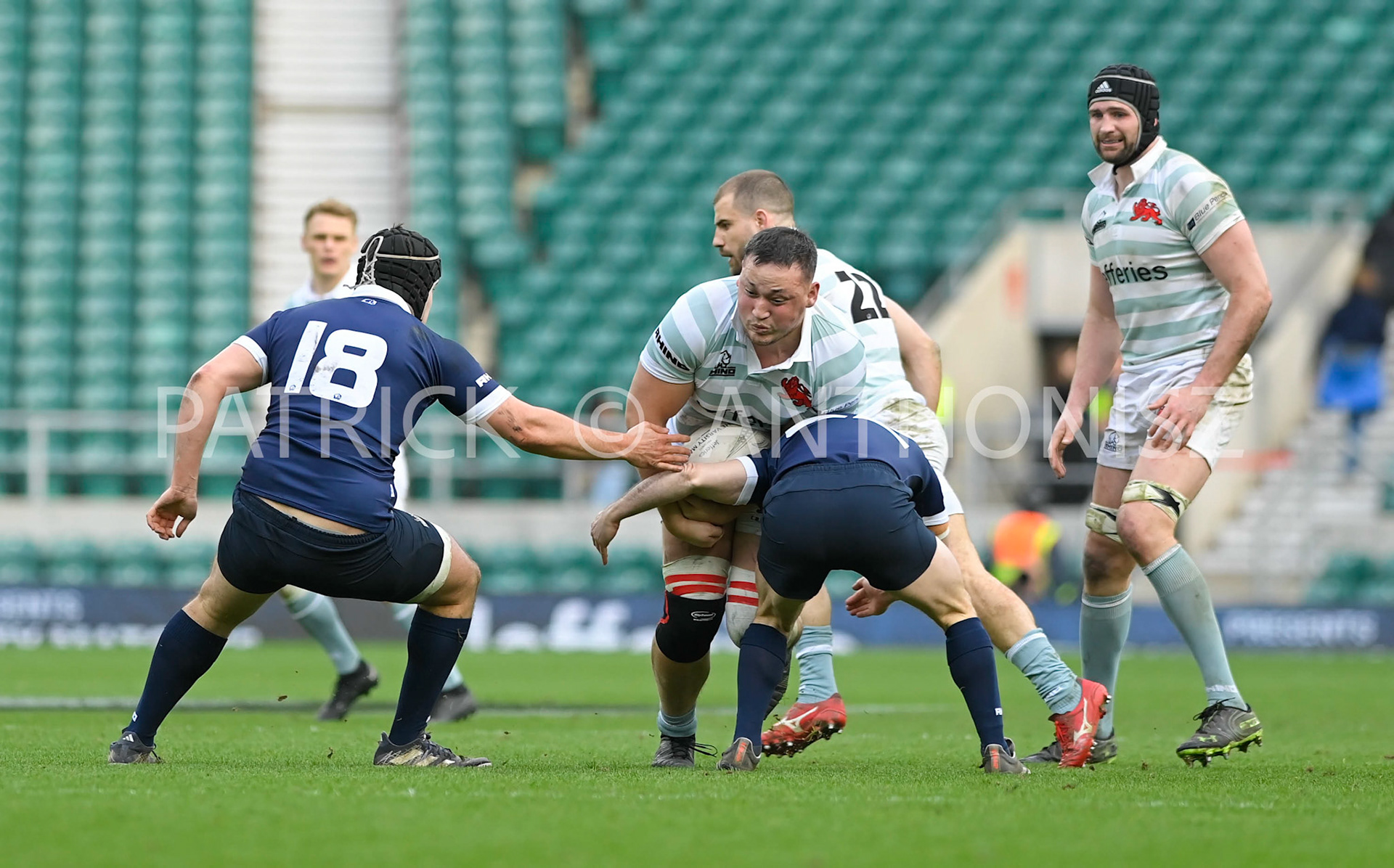LONDON, ENGLAND March 25:Danny Collins (Fitzwilliam) of Cambridge University in action during the match between  Oxford University vs Cambridge University Men's Varsity match at Twickenham Stadium on Saturday March 25-2023 in London, England.
