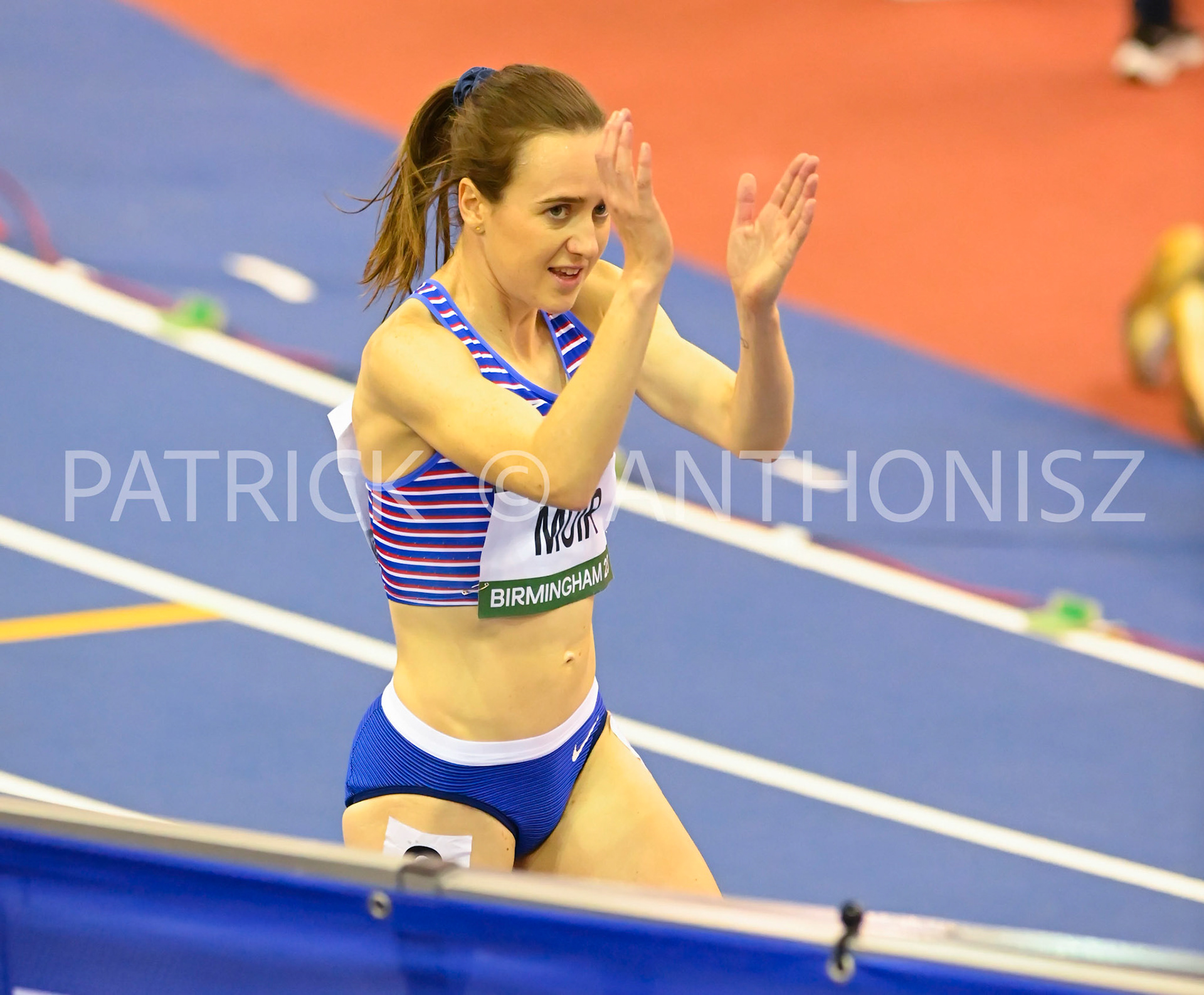 Birmingham, UK, 25 February 2023: MUIR Laura GBR wins the Women's 1000 m at 2:32.53 at Birmingham World Indoor Gold Tour Final  Utilita Arena, Birmingham on the 25 February , England