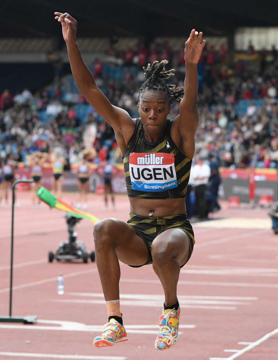 Birmingham. UK.. 18 August 2019.Lorraine Ugen  (GBR) in  action in the womens  long jump at the Muller Grand Prix. IAAF Diamond League athletics. Alexander stadium. Birmingham