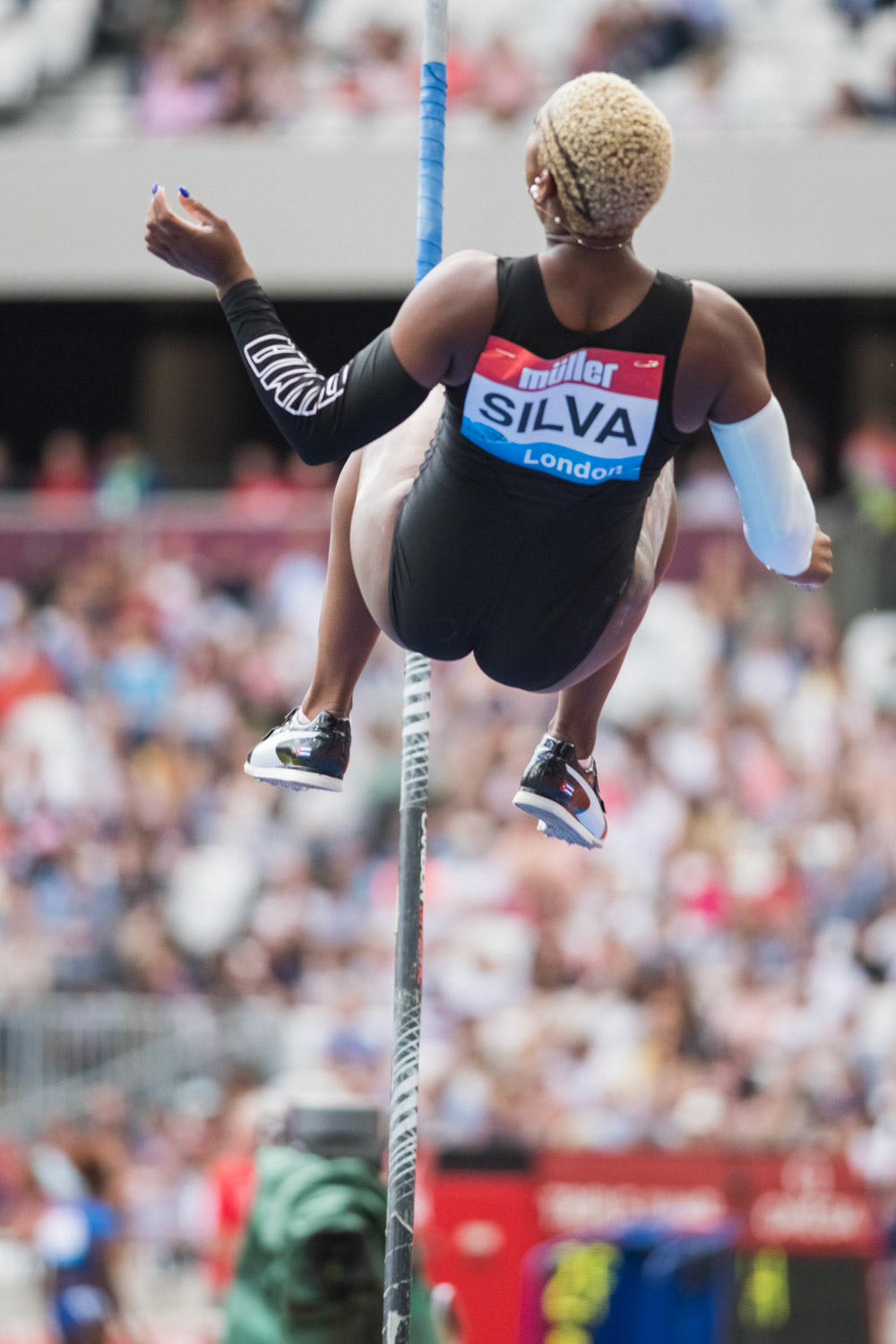 LONDON, ENGLAND - JULY 20: Yarisley Silva of Cuba in action in the Women's Pole Vault  Day One  the Muller Anniversary Games IAAF Diamond League  at the London Stadium July 20, 2019 in London,