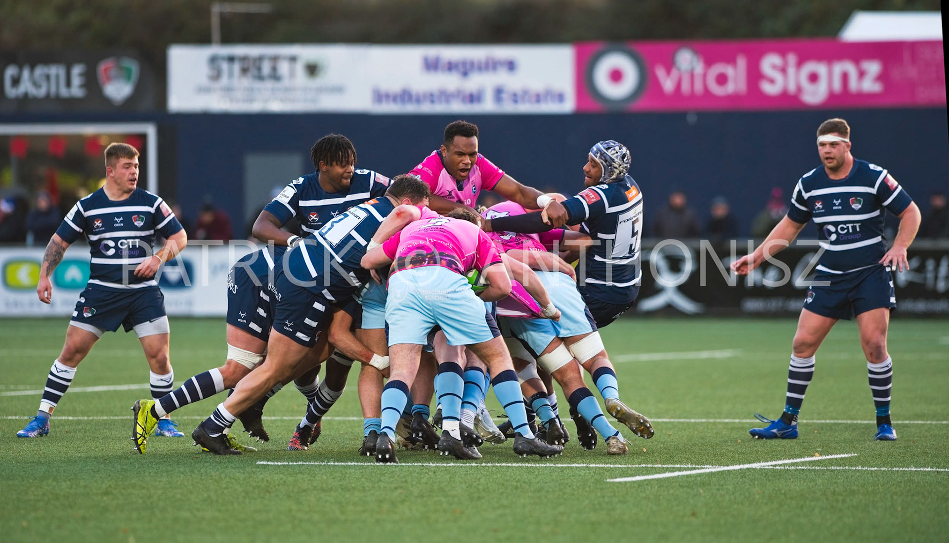 BUTTS PARK ARENA Coventry ,England 4th of December  2021 :  Greene King IPA Championship  match between Coventry Rugby Vs  Bedford Blues Rugby at Butts Park Arena Coventry UK .Final score: Coventry Rugby   :   Bedford Blues Rugby .