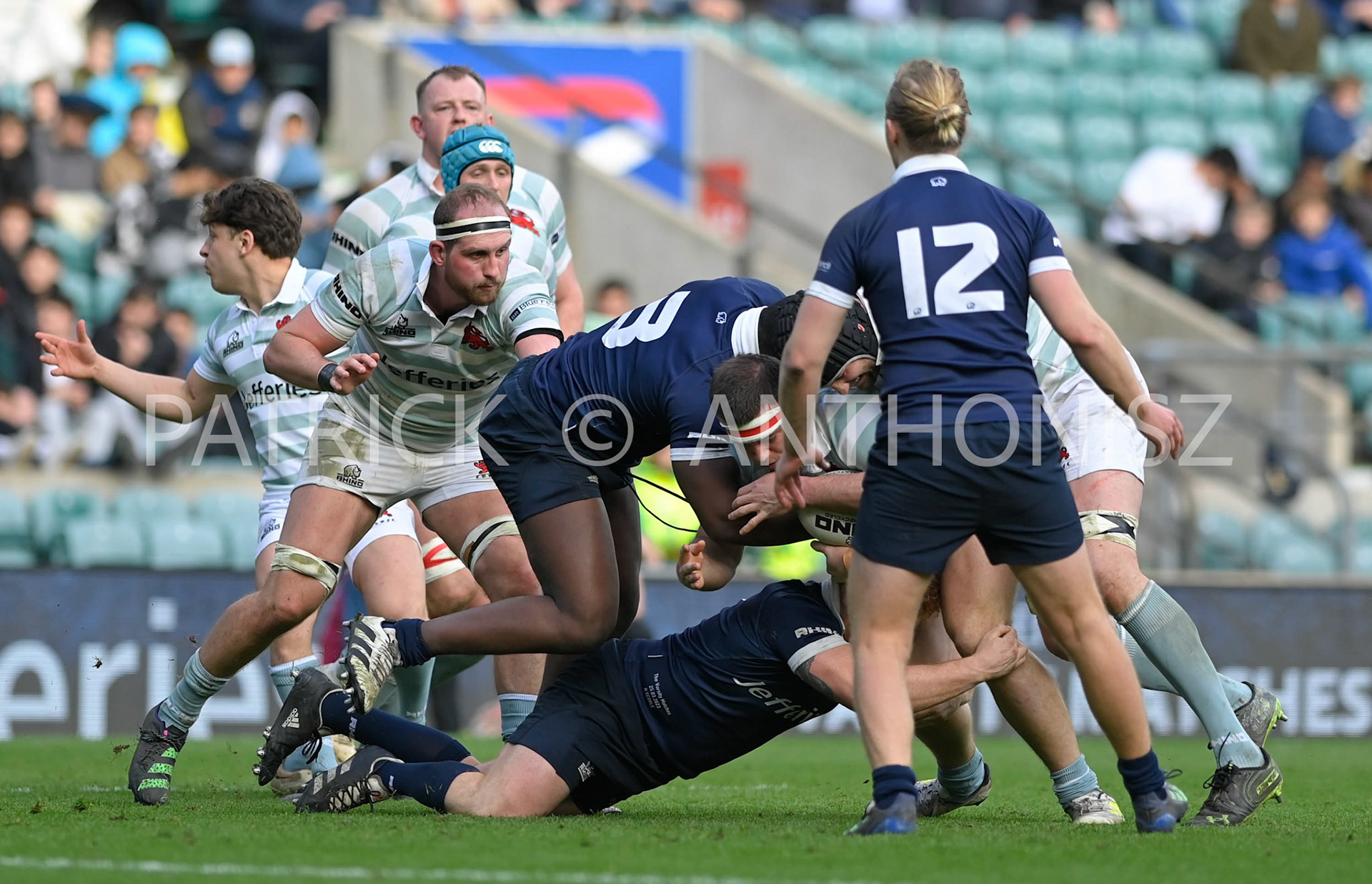 LONDON, ENGLAND March 25: Oxford University and Cambridge University in action during the  Oxford University vs Cambridge University Men's Varsity match at Twickenham Stadium on Saturday March 25-2023 in London, England.