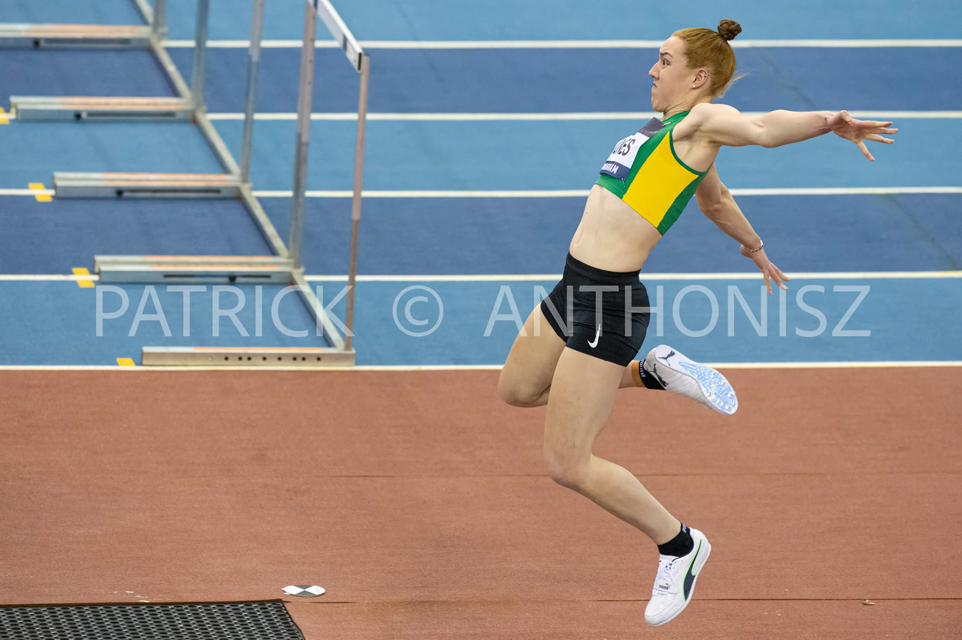 Saturday 27 February 2022 :  Charlotte Jones of Charnwood A C seen in the Womens Long Jump Finals at the UK Athletics Indoor Championships and World Trials  Birmingham at the Utilita Arena Birmingham Day 2
