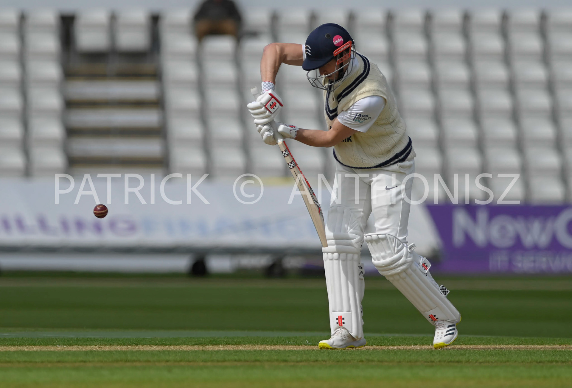 NORTHAMPTON, ENGLAND - April 13:JOHN SIMPSON in action during the  Day One of the LV= Insurance County Championship match between Northamptonshire and  Middlesex Thu 13 April  at The County Ground  in Northampton, England.
