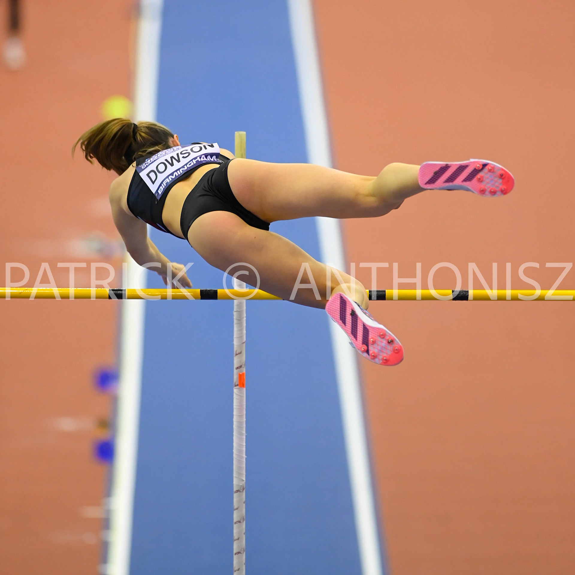 BIRMINGHAM, ENGLAND - FEBRUARY 18:Sophie Dawson in the Pole Vault  during day 1 at the UK Athletics Indoor Championships at the Utilita Arena, Birmingham , England