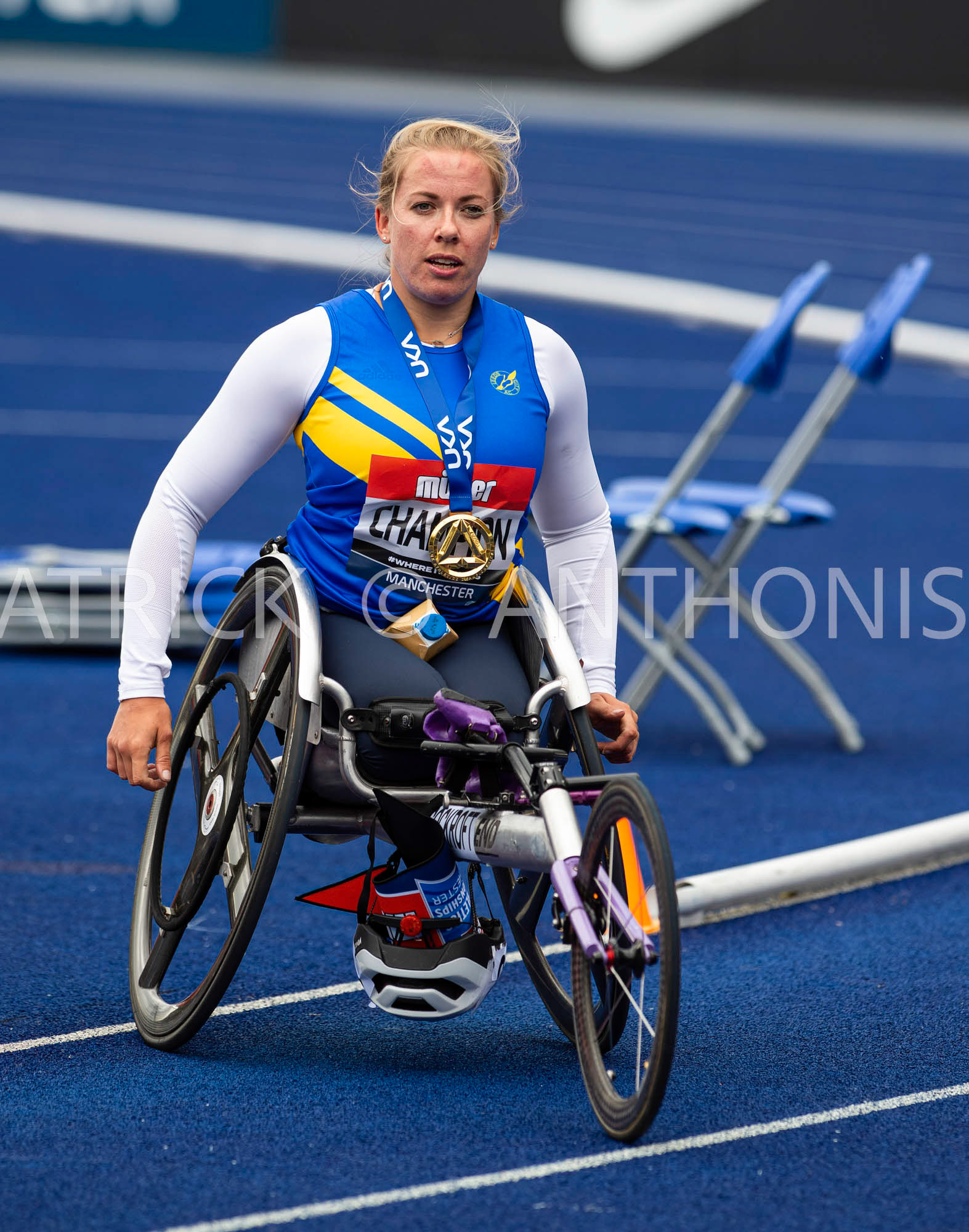 26-6-2022: Day 3 Women's 400 m Weelchair - Final  COCKROFT Hannah LEEDS CITY AC winning in 58.79 Muller UK Athletics Championships MANCHESTER REGIONAL ARENA – MANCHESTER