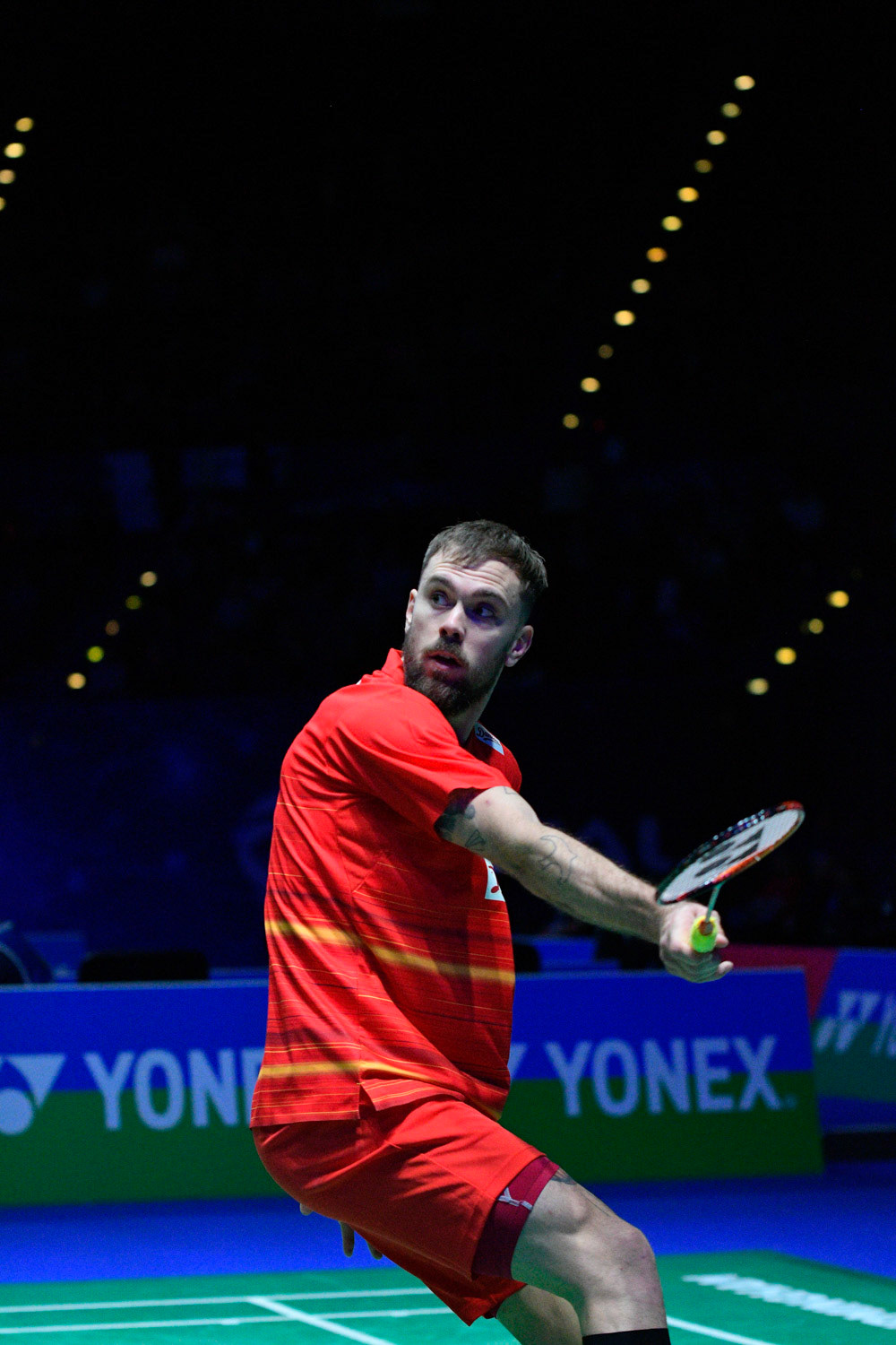 All England Open Badminton Championships :DAY 3
BIRMINGHAM, ENGLAND - MARCH 8 : MEN’Singles  , Jan JORGENSEN     of   DENMARK    in action   at  the Yonex All England Open Badminton Championships at Arena Birmingham on March 8, 2019  Birmingham, England