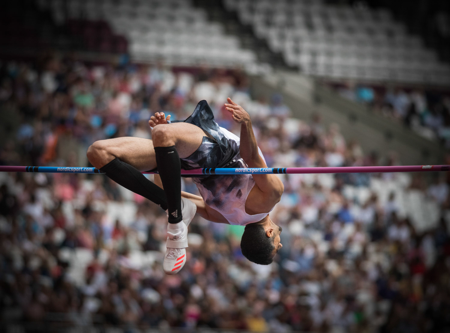 LONDON, ENGLAND - JULY 21: Majd Eddin Ghazal of Syria competes in the Men's High Jump during Day Two at the Muller Anniversary Games IAAF Diamond League at the London Stadium on July 21, 2019 in London, England.