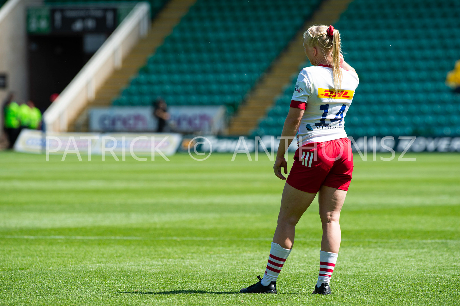 Northampton -14–May-2022. Heather Cowell of Harlequins is seen during the  Loughborough Lightning Vs Harlequins Womens  match at cinch Stadium Franklin's Gardens Northampton  .