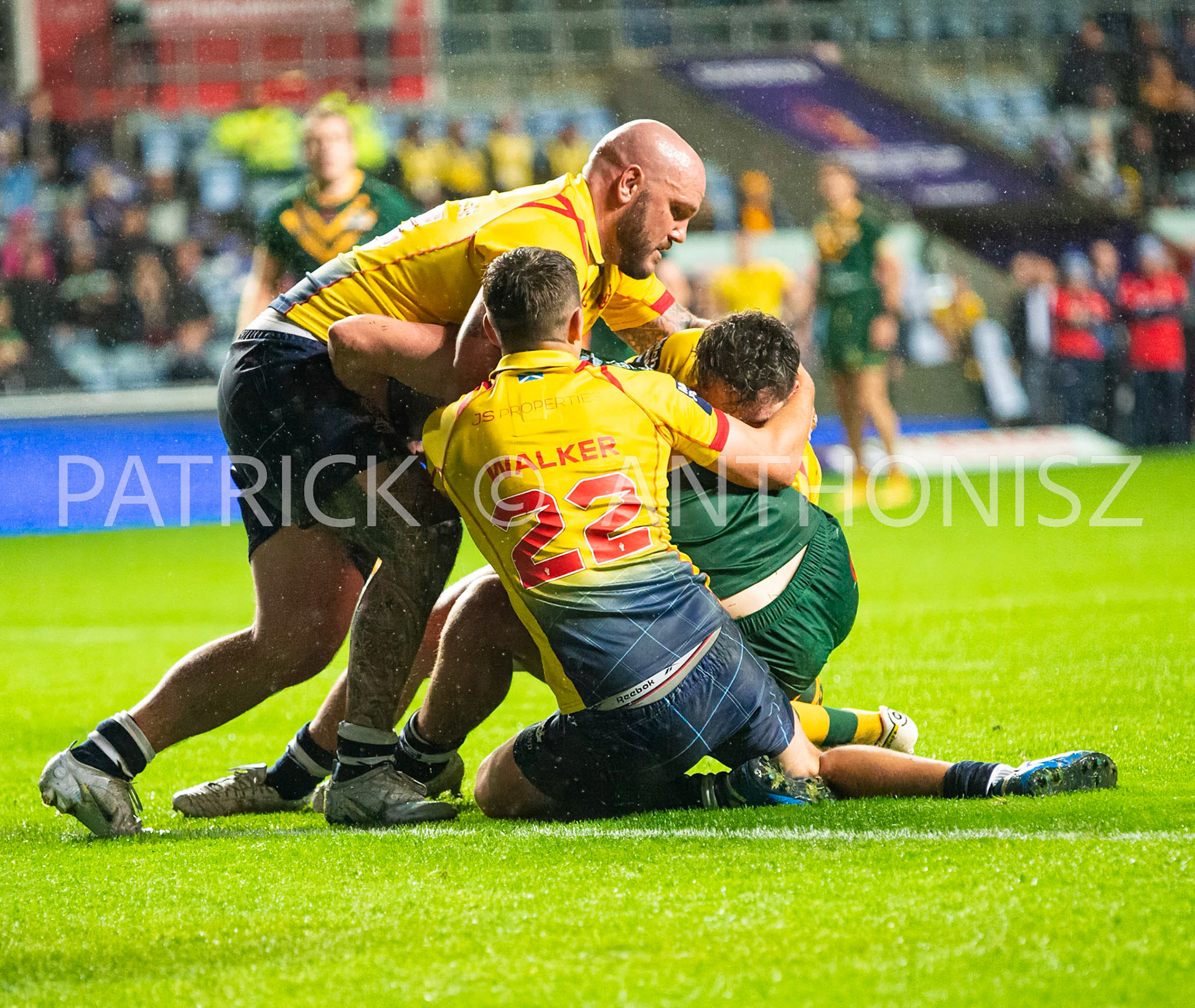 Coventry England  21st October:  Match action during the Rugby League World Cup 2021 between Australia Vs Scotland  at  Coventry Building Society Arena on 21st October 2022 Australia 84: Scotland 0