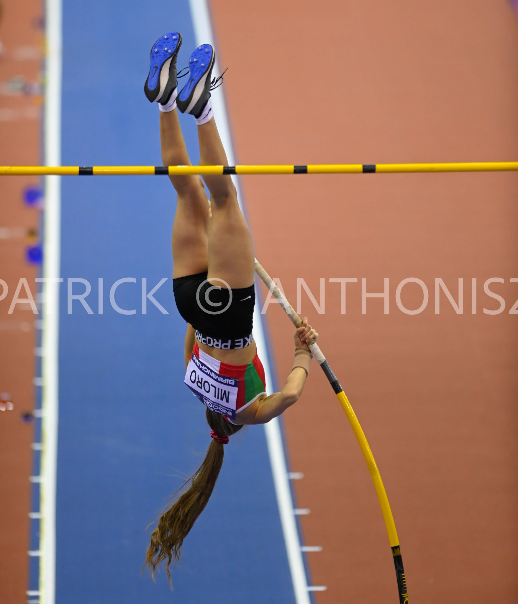 BIRMINGHAM, ENGLAND - FEBRUARY 18:Felicia Miloro in the Pole Vault   day 1 at  the UK Athletics Indoor Championships at the Utilita Arena, Birmingham , England