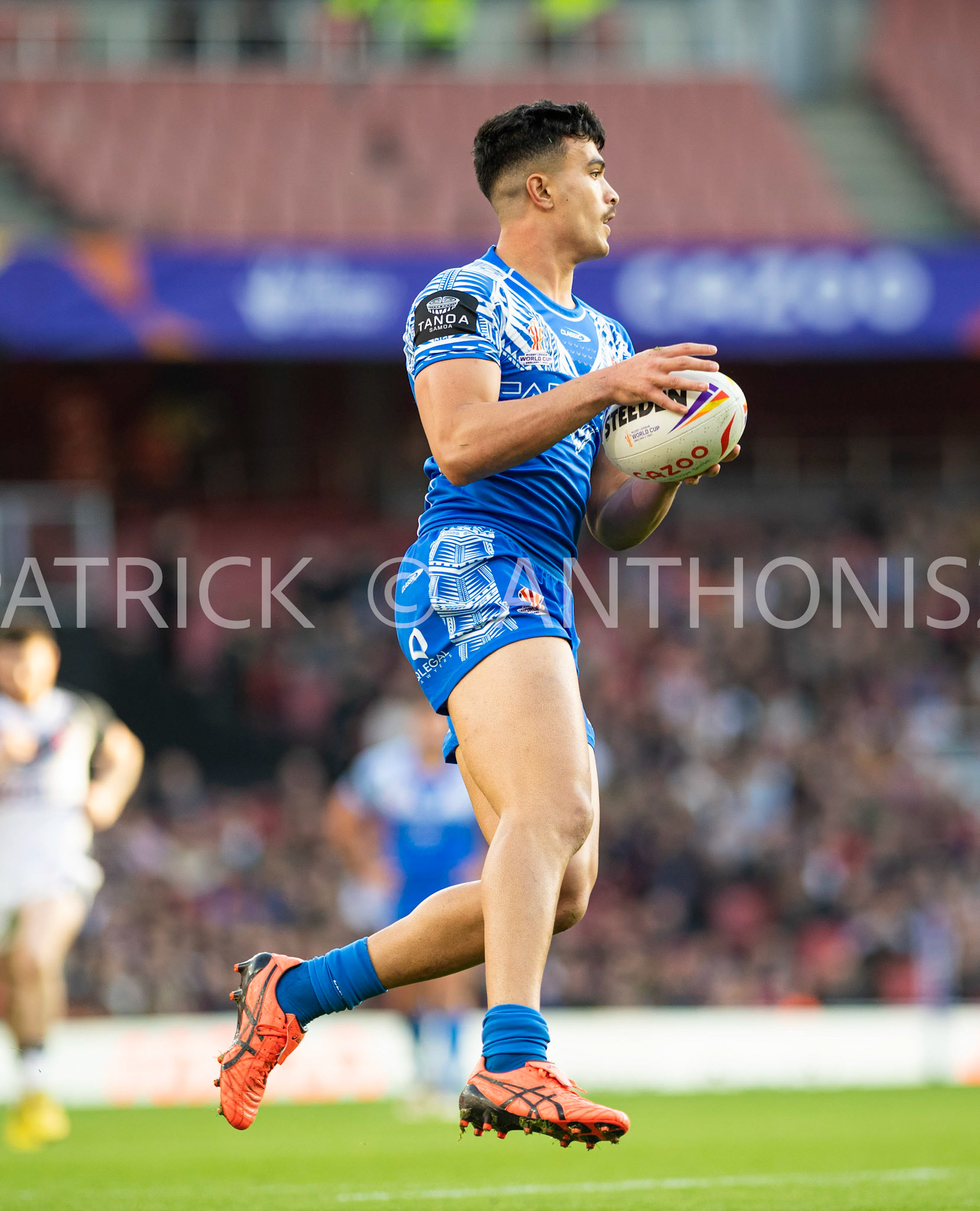 London  ENGLAND - NOVEMBER 12. Joseph Suaali'i of Samoa  in action during  the  Semi Final between England and Samoa at the Emirates Stadium on November 12- 2022 in London, England.