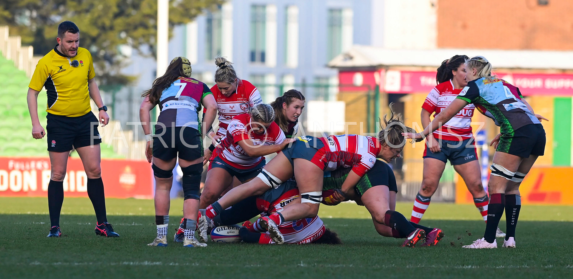Twickenham Stoop, ENGLAND :Match action   during the Women's Allianz Premiership 15's match between Harlequins Vs Gloucester -  Hartpury  , Twickenham Stoop Stadium England 22-1-2023