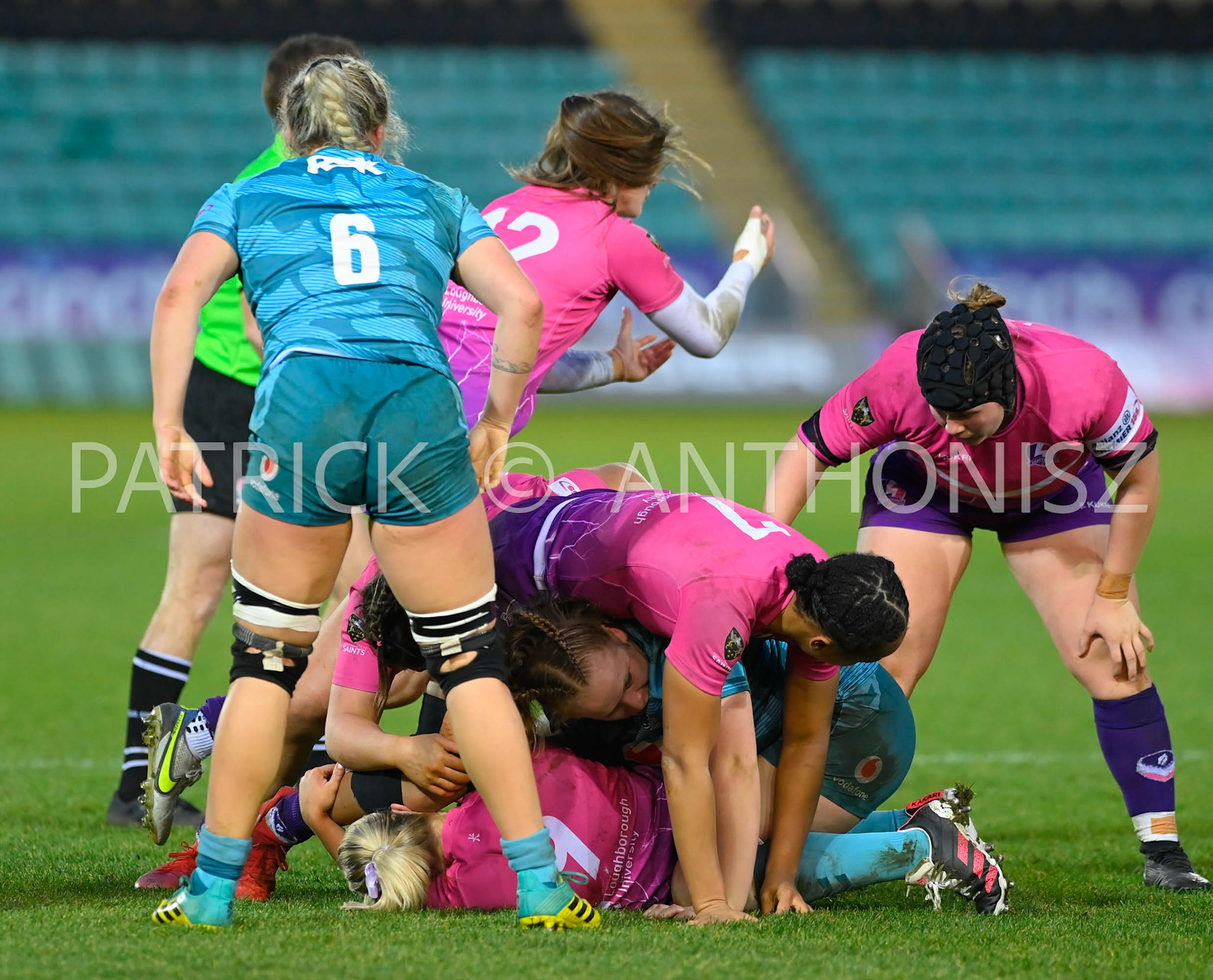 NORTHAMPTON, ENGLAND : Match action  during Women's Allianz Premiership 15's match between Loughborough Lightning and  Wasps at Franklin's Gardens on  Sunday January  8 2023 in Northampton, England